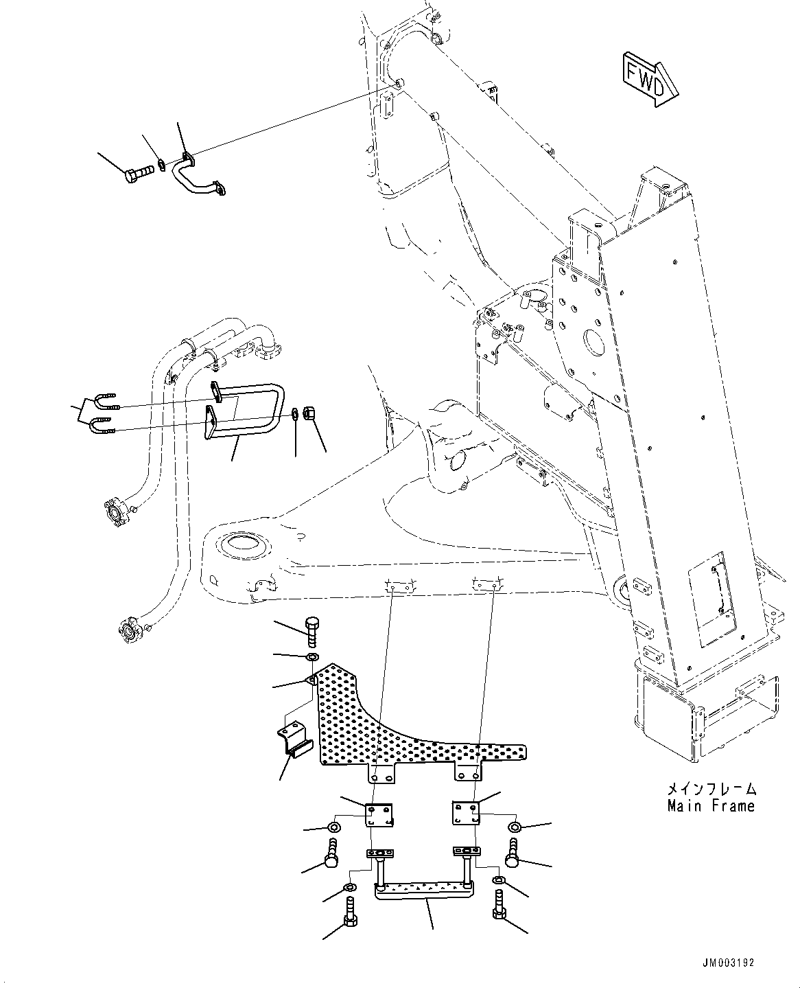 Komatsu parts book diagram for HD785-NI-7 S/N N10561-UP: FRONT SUPPORT (WITH AMBER COLOR WARNING BEACON) (STEP) (2/2)