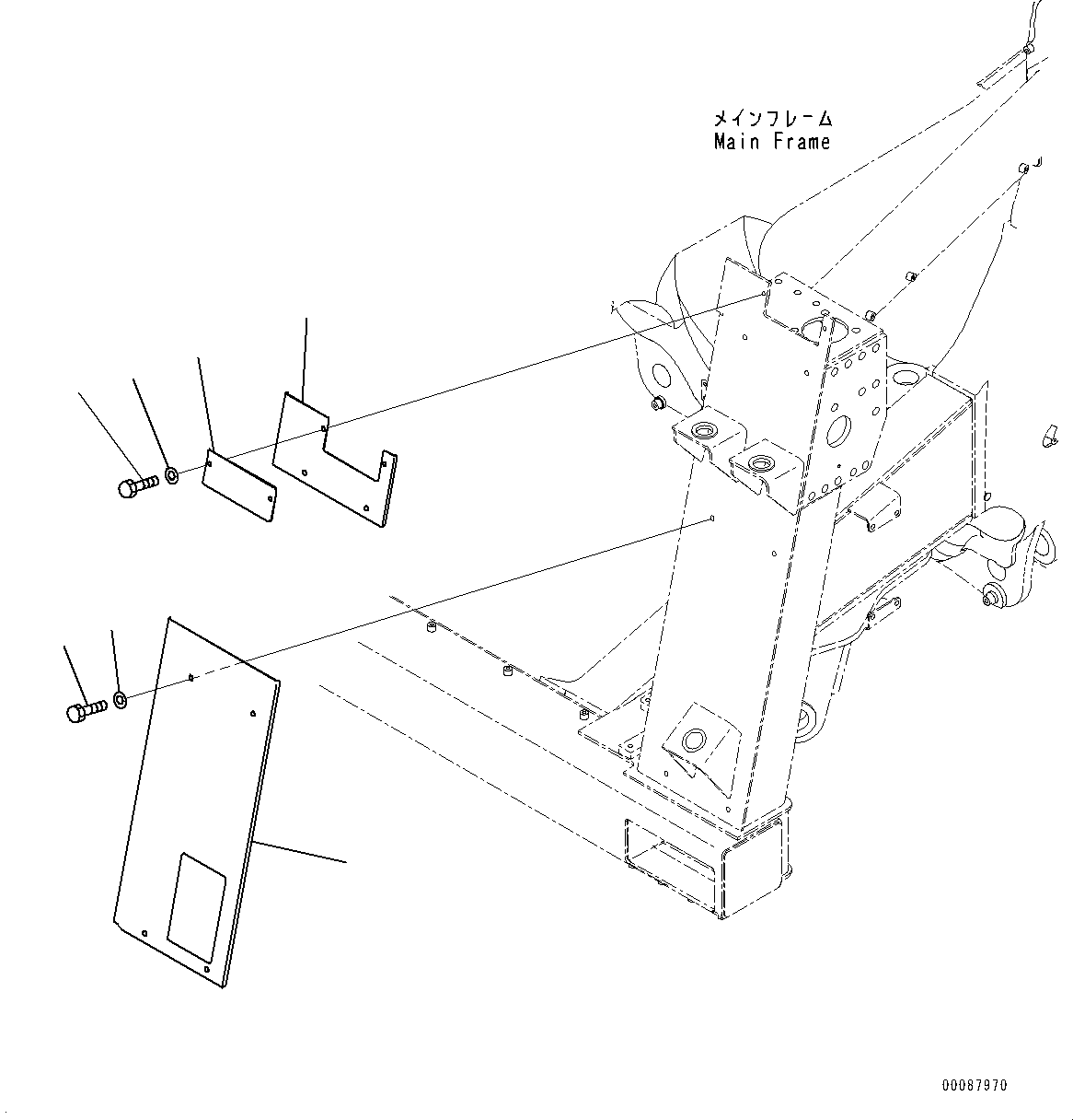Komatsu parts book diagram for HD785-NI-7 S/N N10561-UP: FRONT SUPPORT (LED HEADLAMP, LADDER, INCLINED TYPE) (BRACKET) (1/2)