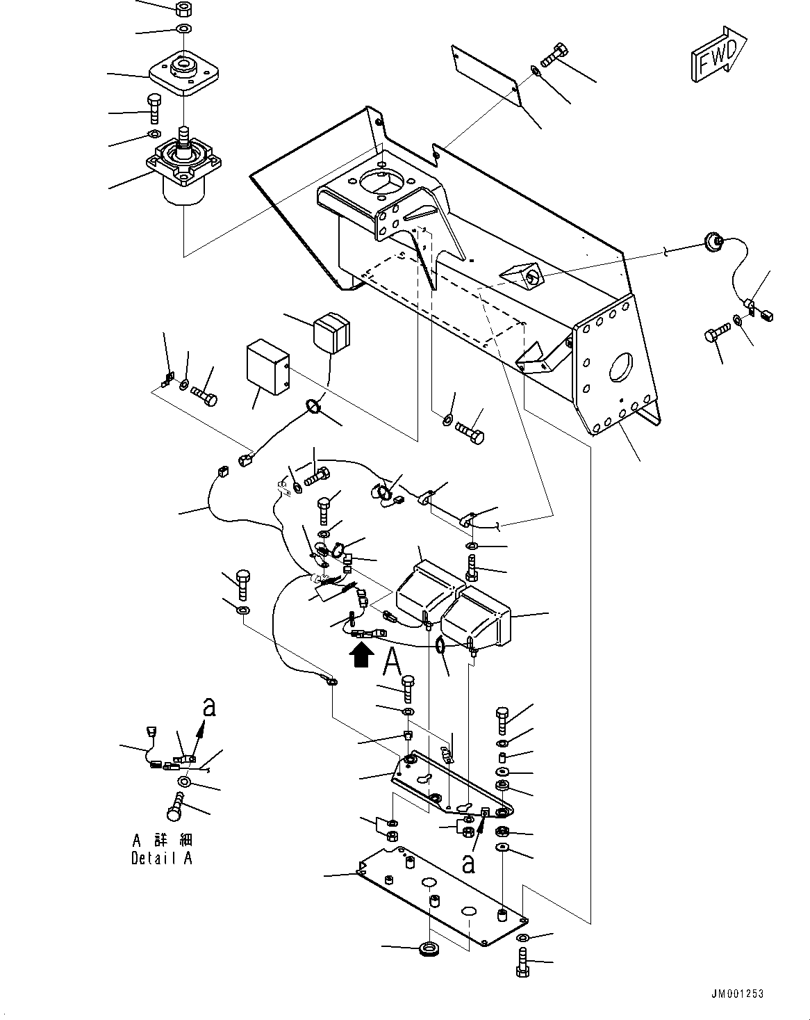 Komatsu parts book diagram for HD785-NI-7 S/N N10561-UP: FRONT SUPPORT (WITH AMBER COLOR WARNING BEACON, HID HEADLAMP (LO/HI)) (L.H.)