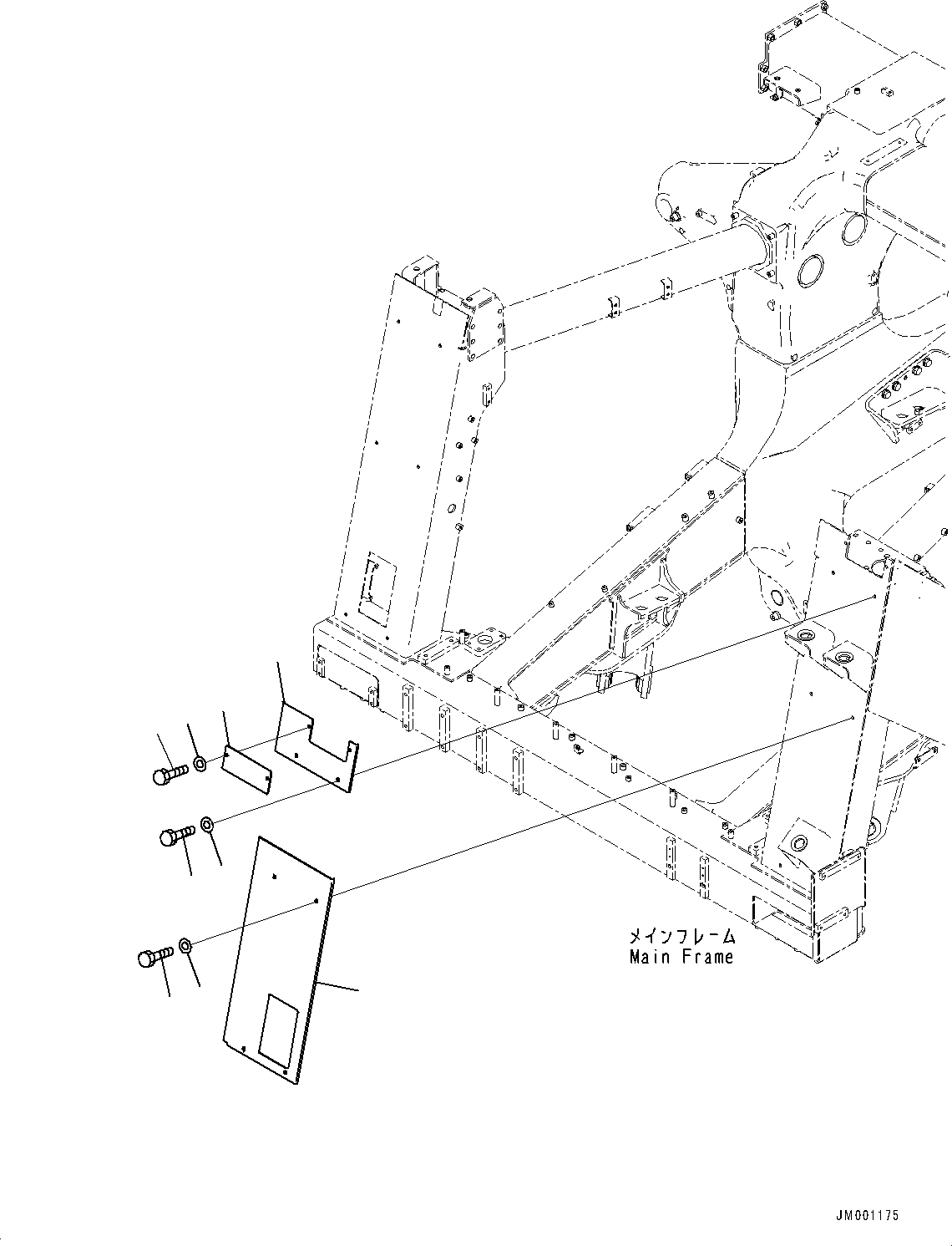Komatsu parts book diagram for HD785-NI-7 S/N N10561-UP: FRONT SUPPORT (WITH AMBER COLOR WARNING BEACON, HID HEADLAMP (LO/HI)) (BRACKET) (1/2)