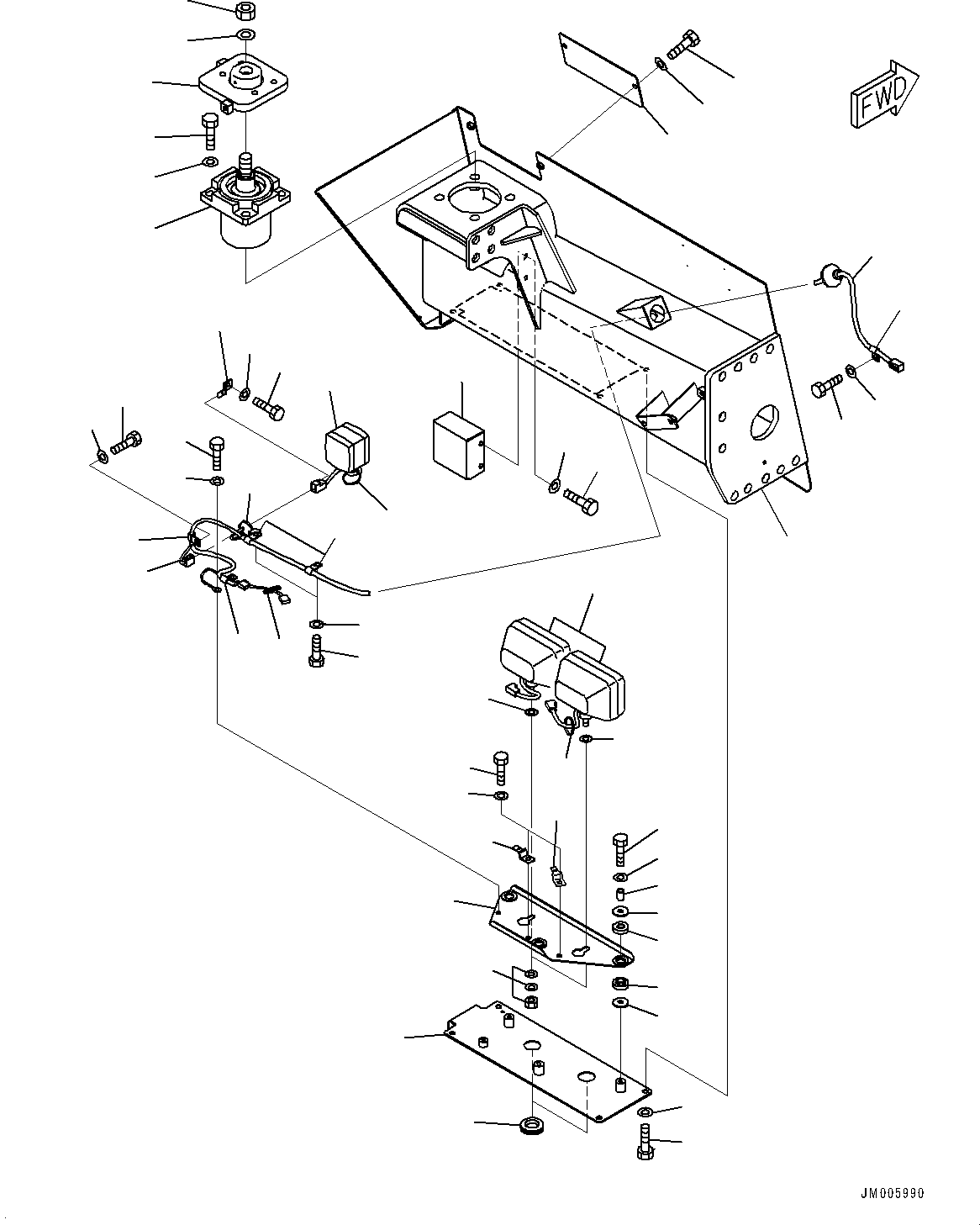 Komatsu parts book diagram for HD785-NI-7 S/N N10561-UP: FRONT SUPPORT (WITH AMBER COLOR WARNING BEACON) (L.H.)