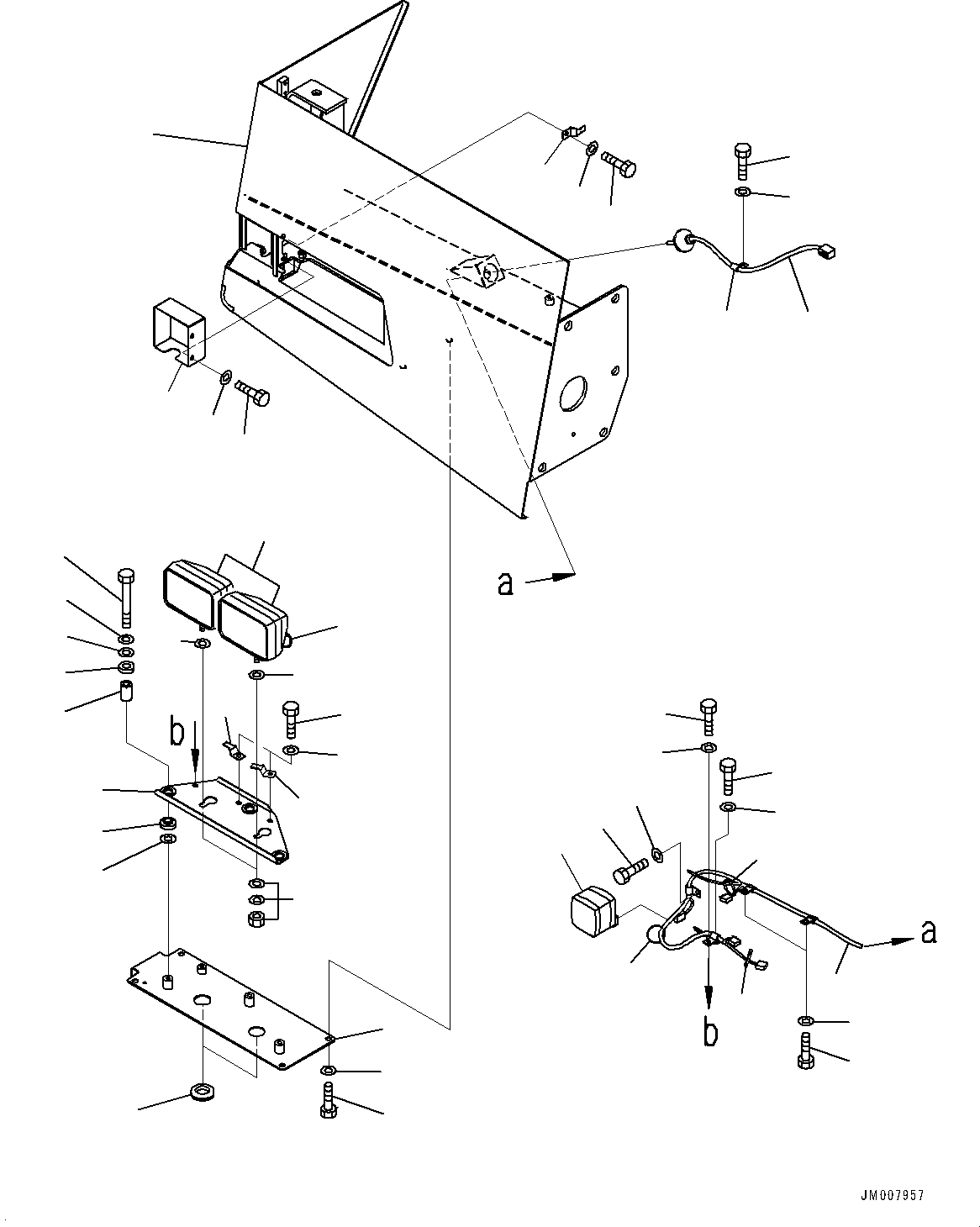 Komatsu parts book diagram for HD785-NI-7 S/N N10561-UP: FRONT SUPPORT (WITH AMBER COLOR WARNING BEACON) (R.H.)
