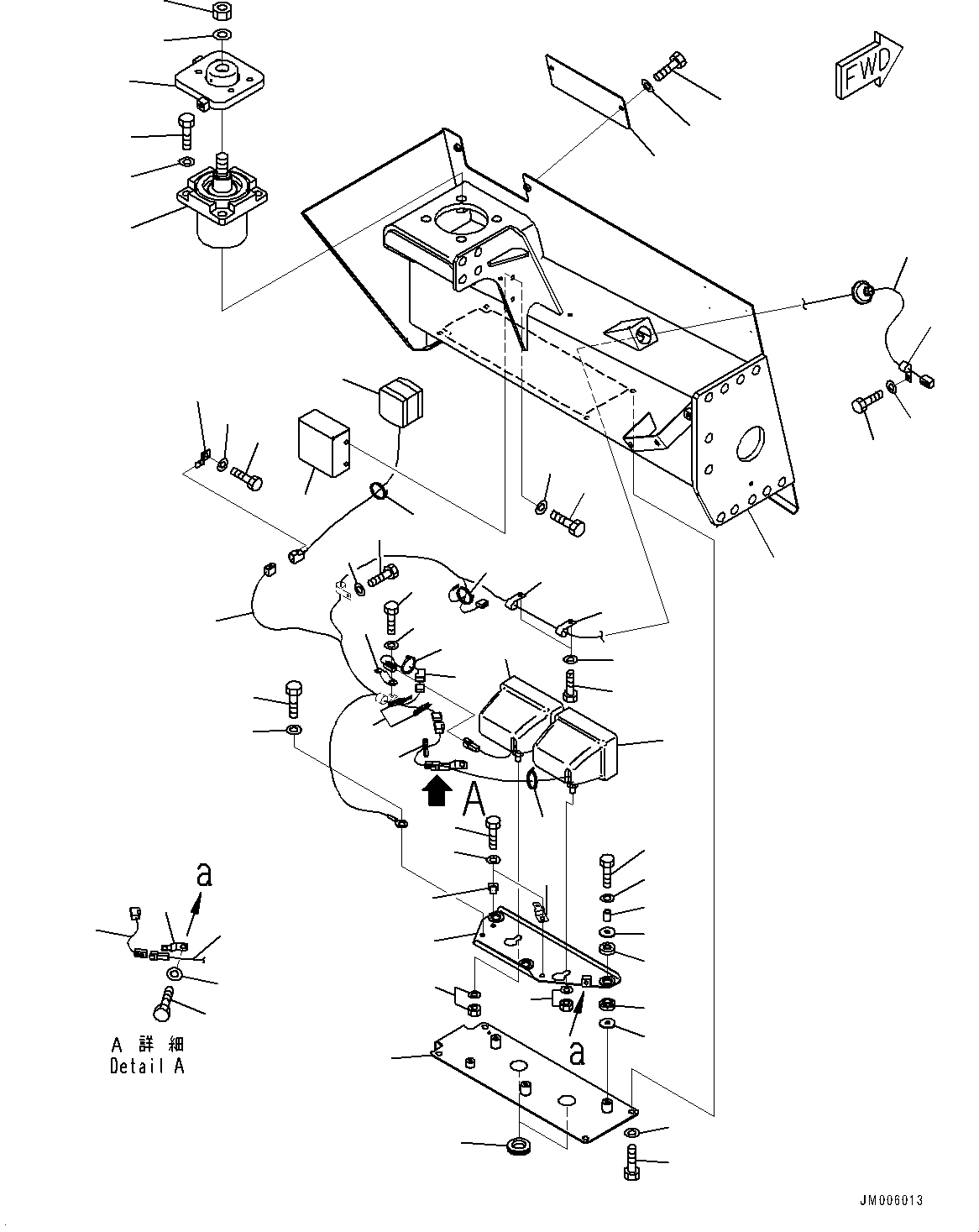 Komatsu parts book diagram for HD785-NI-7 S/N N10561-UP: FRONT SUPPORT (HID HEADLAMP (LO/HI), LADDER, INCLINED TYPE) (L.H.)