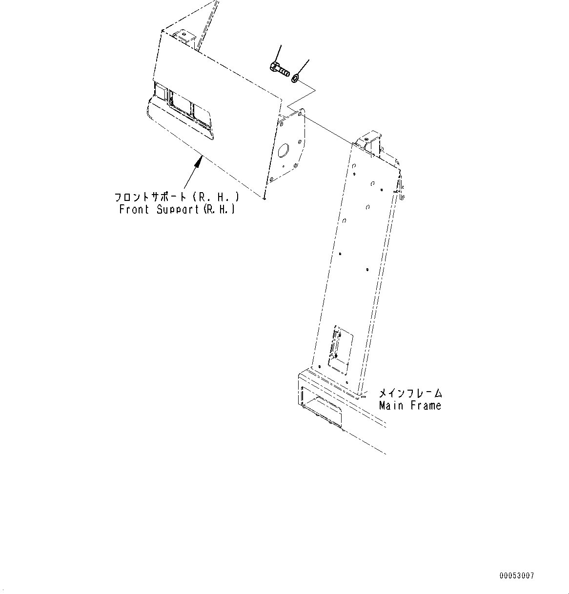 Komatsu parts book diagram for HD785-NI-7 S/N N10561-UP: FRONT SUPPORT (WITH FOG LAMP) (BOLT)