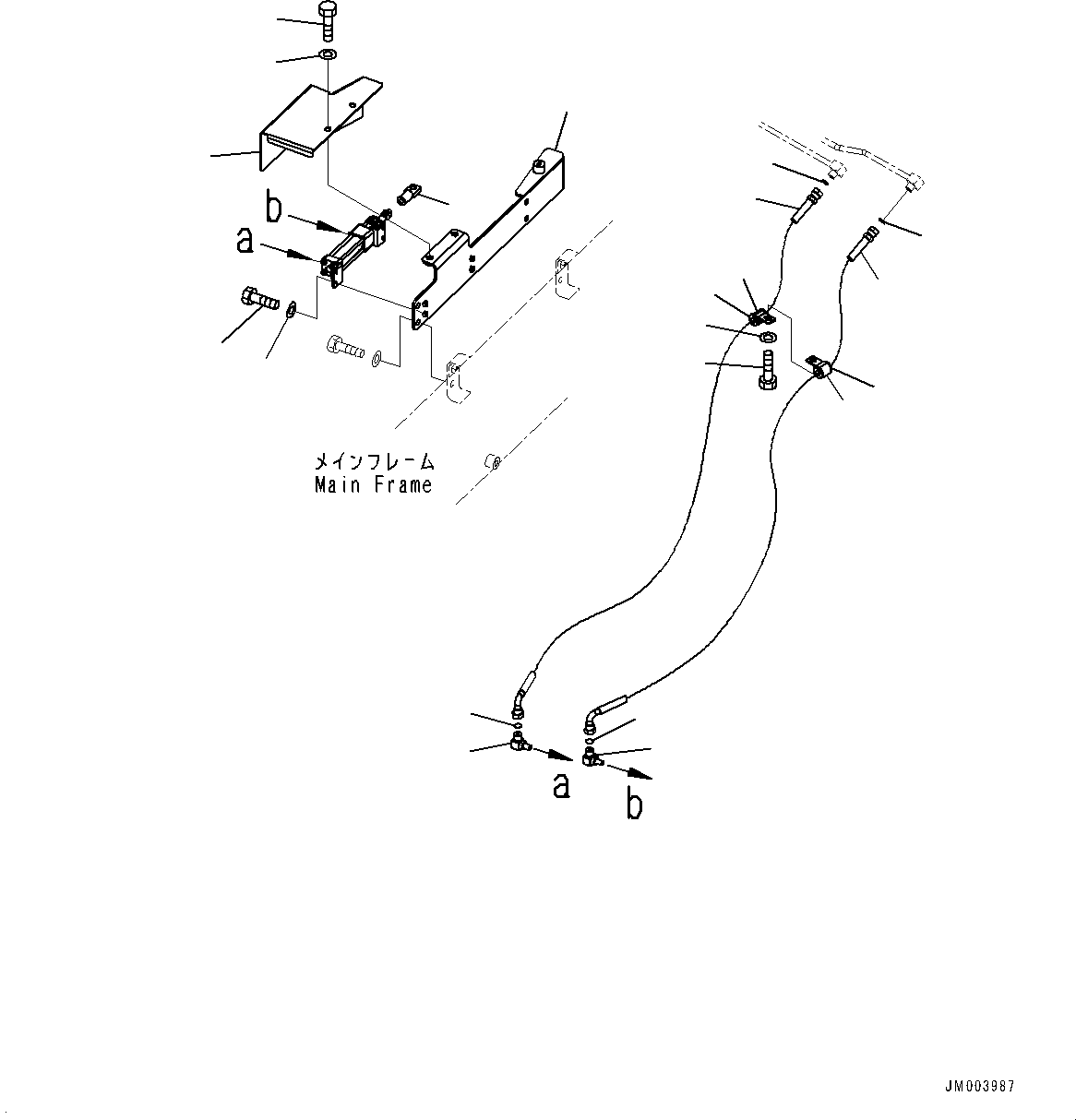 Komatsu parts book diagram for HD785-NI-7 S/N N10561-UP: EXHAUST BRAKE (SUSPENSION, HYDRONEUMATIC) (MOUNTING BRACKET) (1/4)