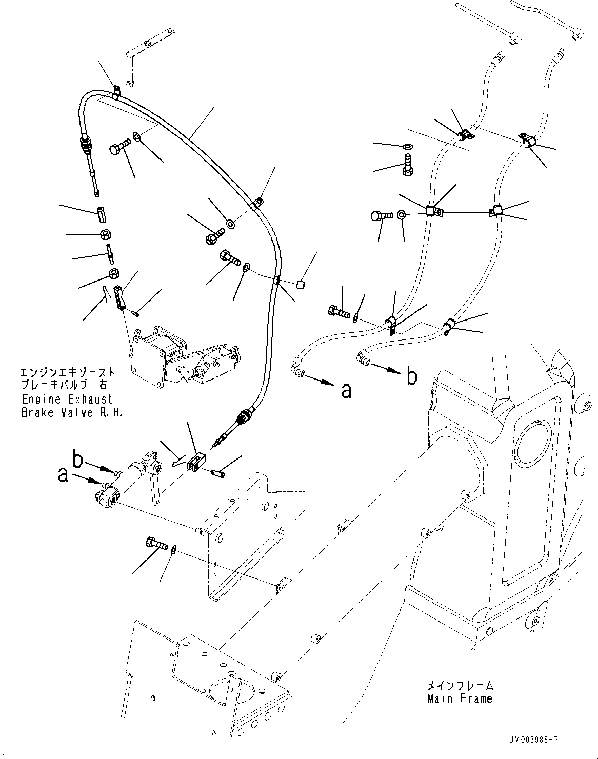Komatsu parts book diagram for HD785-NI-7 S/N N10561-UP: EXHAUST BRAKE (SUSPENSION, HYDRONEUMATIC) (RELATED PARTS) (2/4)