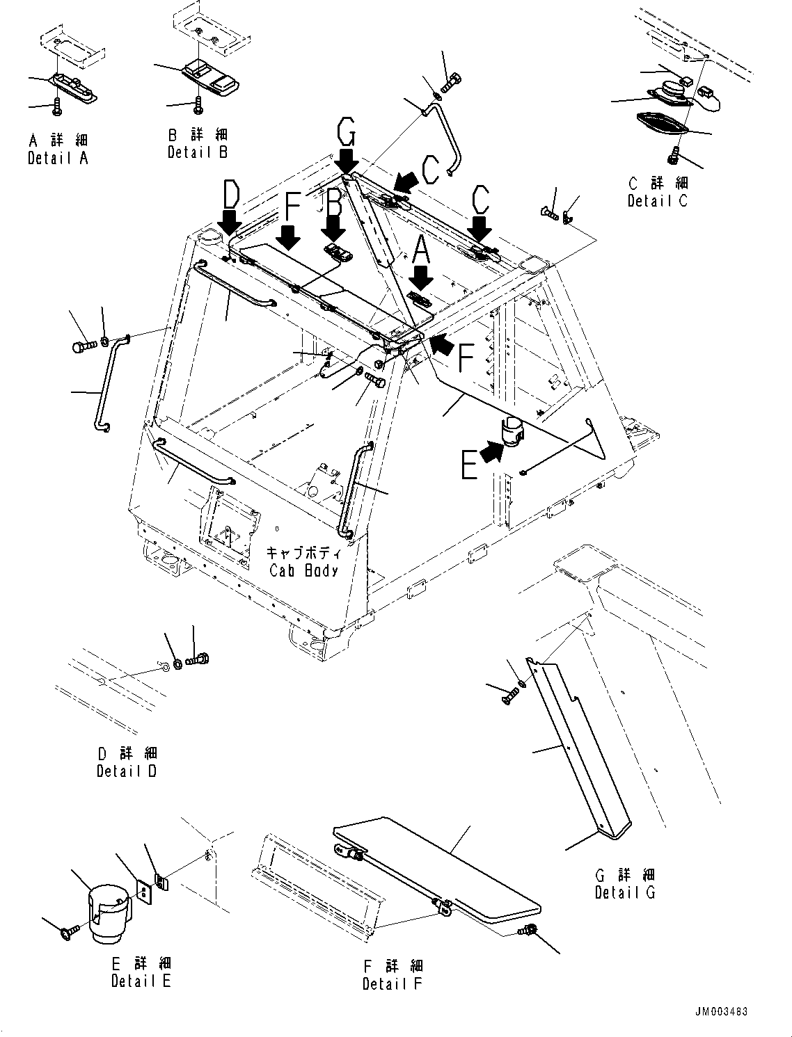 Komatsu parts book diagram for HD785-NI-7 S/N N10561-UP: CAB AND CAB FLOOR GROUP, ACCESSORY