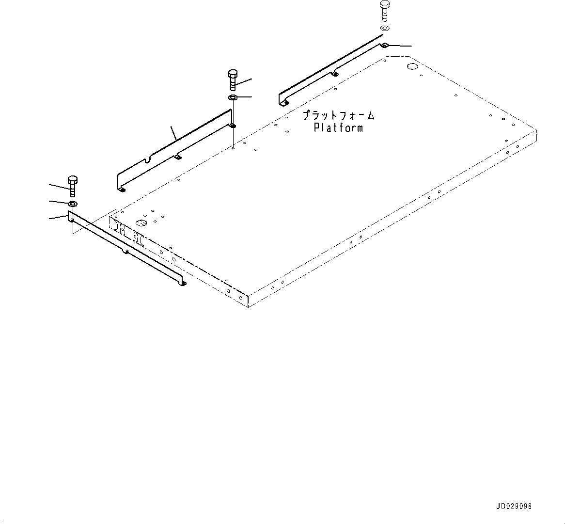 Komatsu parts book diagram for HD785-NI-7 S/N N10561-UP: PLATFORM GROUP (VHMS, PAYLOAD METER, BATTERY DISCONNECT SWITCH, AUTO-GREASING SYSTEM, FAST FILL COUPLER) (TOE GUARD R.H.)