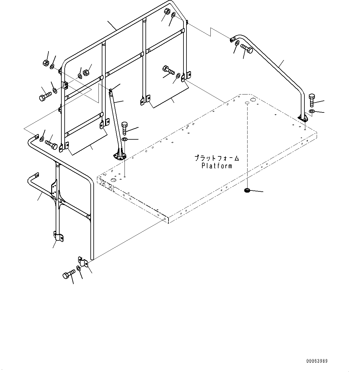 Komatsu parts book diagram for HD785-NI-7 S/N N10561-UP: PLATFORM GROUP (VHMS, PAYLOAD METER, FAST FILL COUPLER) (HANDRAIL)