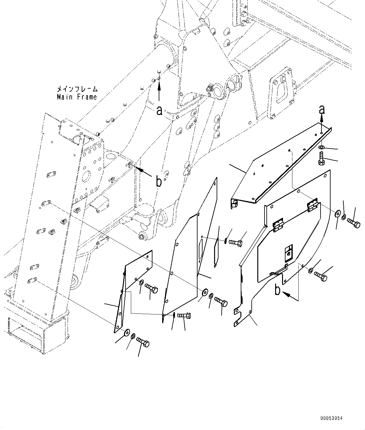 Komatsu parts book diagram for HD785-NI-7 S/N N10561-UP: ENGINE ROOM SIDE COVER (L.H.)