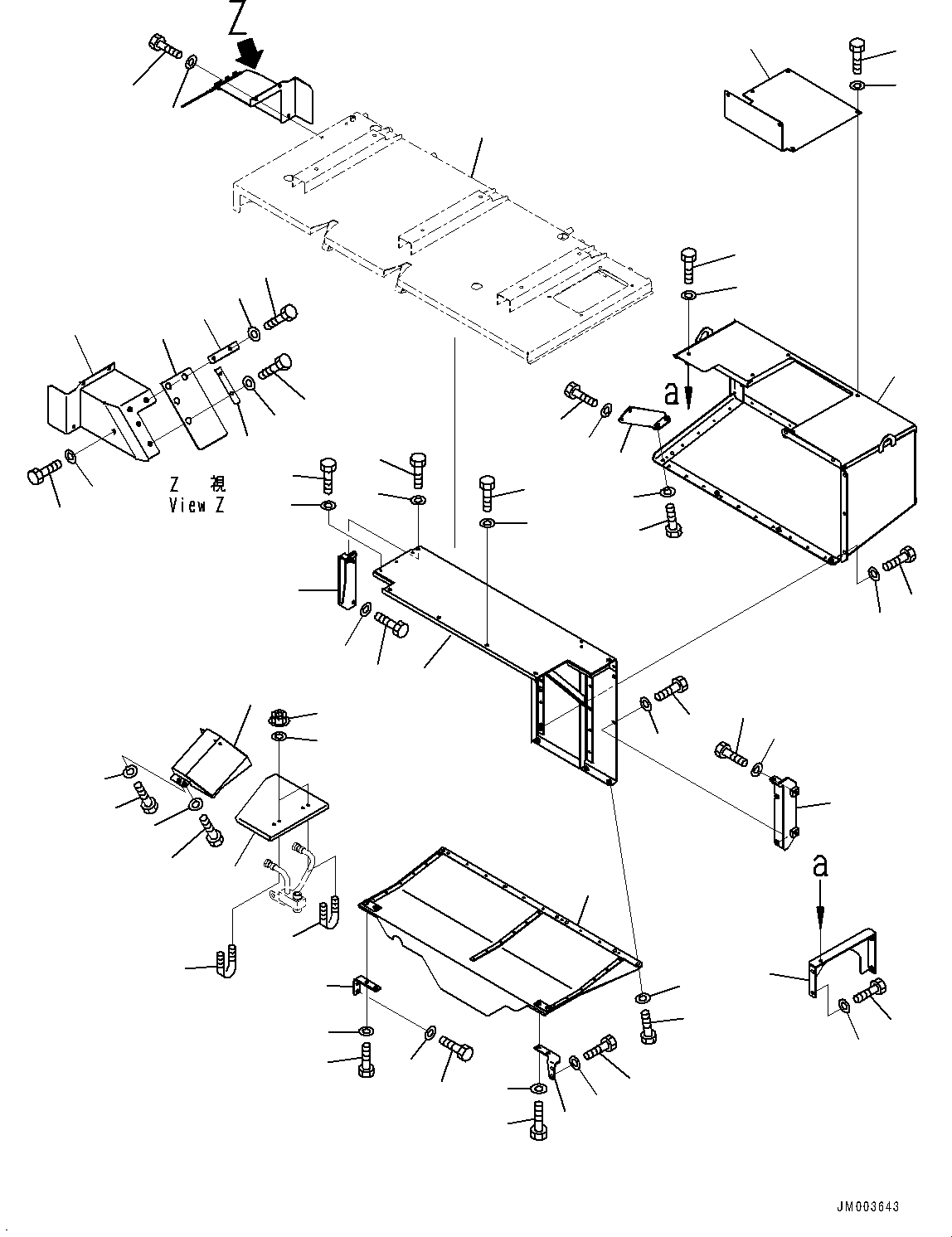 Komatsu parts book diagram for HD785-NI-7 S/N N10561-UP: FIRE PROTECTION (MUFFLER) (ENGINE REAR COVER) (1/3)