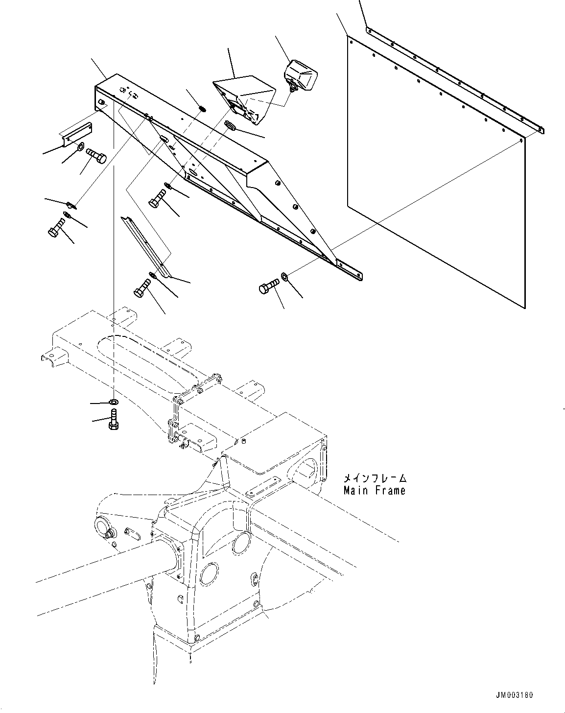 Komatsu parts book diagram for HD785-NI-7 S/N N10561-UP: FENDER (SIDE WORKING LAMP) (R.H.)