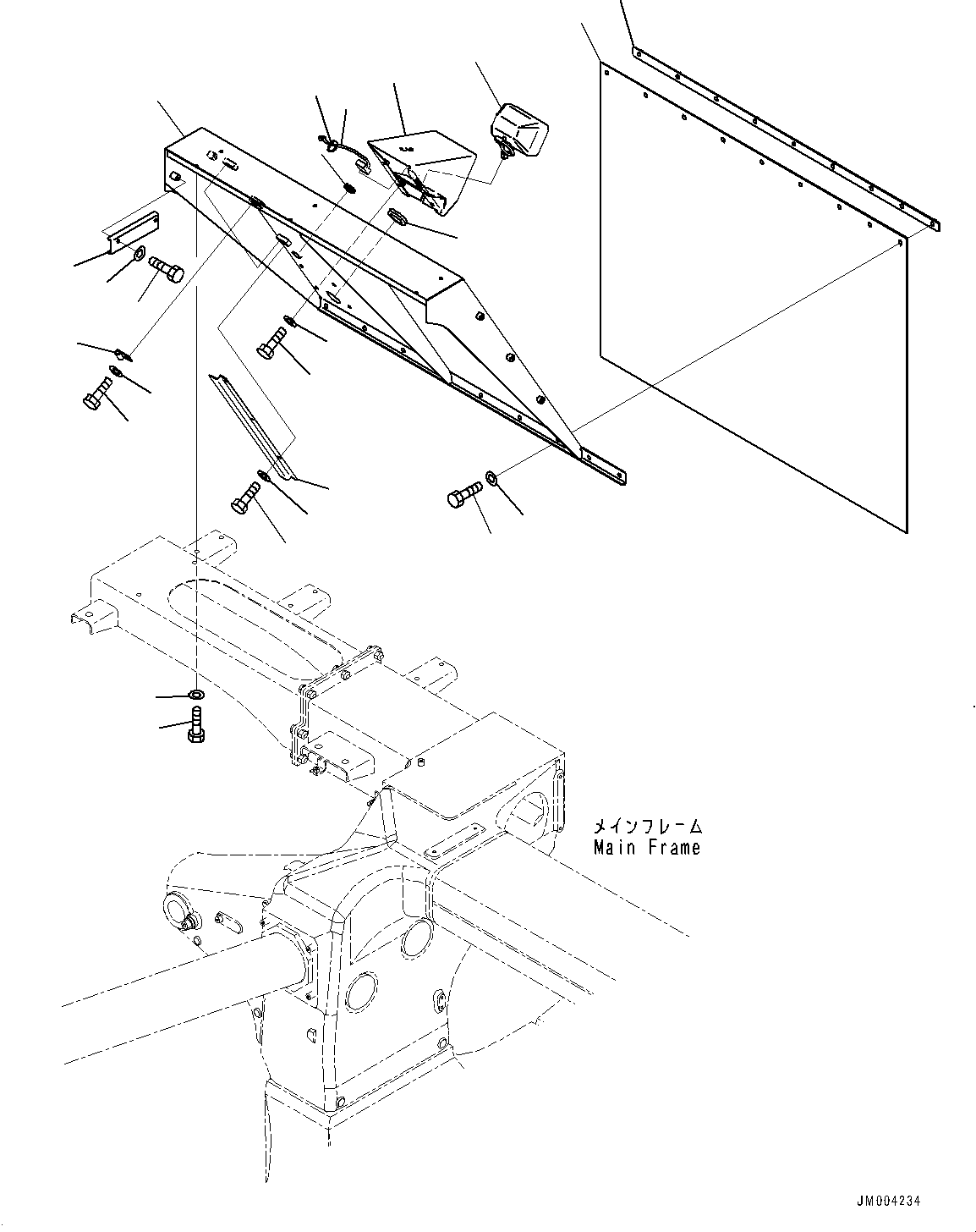 Komatsu parts book diagram for HD785-NI-7 S/N N10561-UP: FENDER (WITH HID SIDE WORKING LAMP) (R.H.)