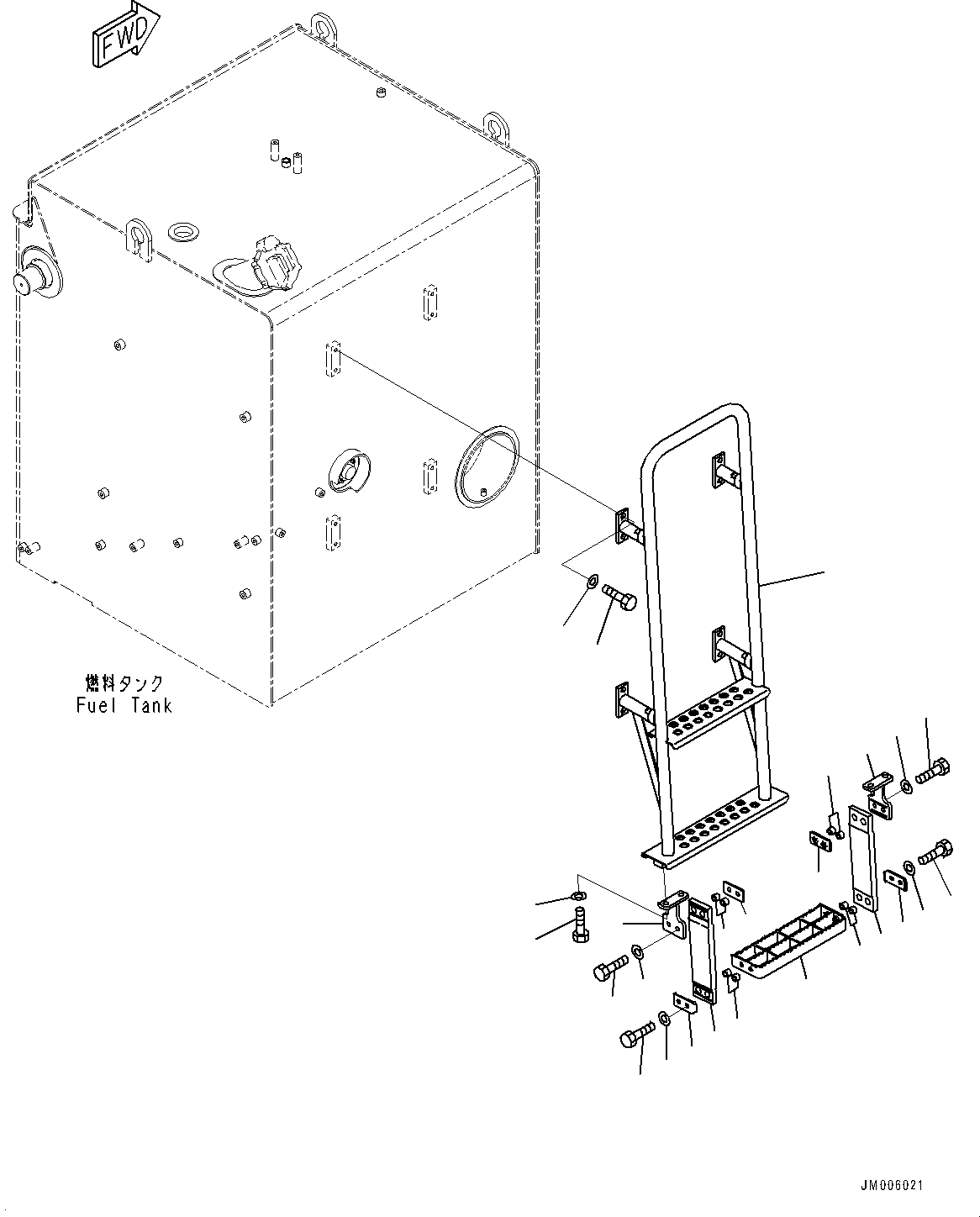 Komatsu parts book diagram for HD785-NI-7 S/N N10561-UP: FUEL TANK LADDER (2/2)