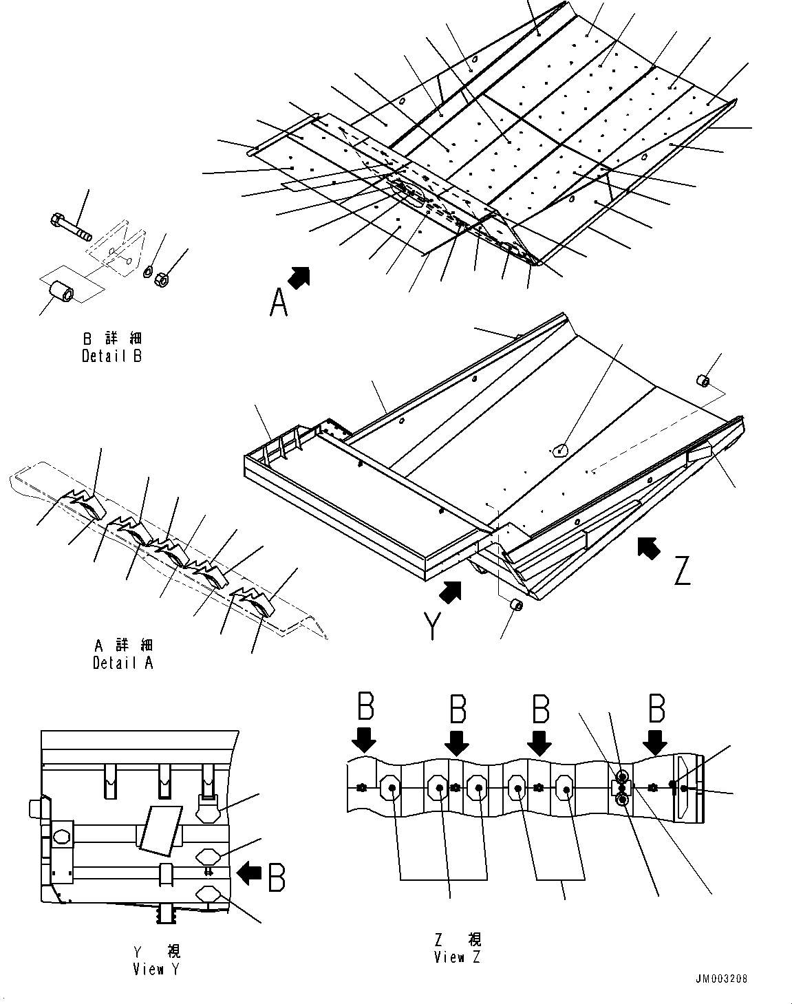 Komatsu parts book diagram for HD785-NI-7 S/N N10561-UP: BODY (WITH SPILL GUARD 300MM, AUTO-GREASING SYSTEM, STEEL LINERS)