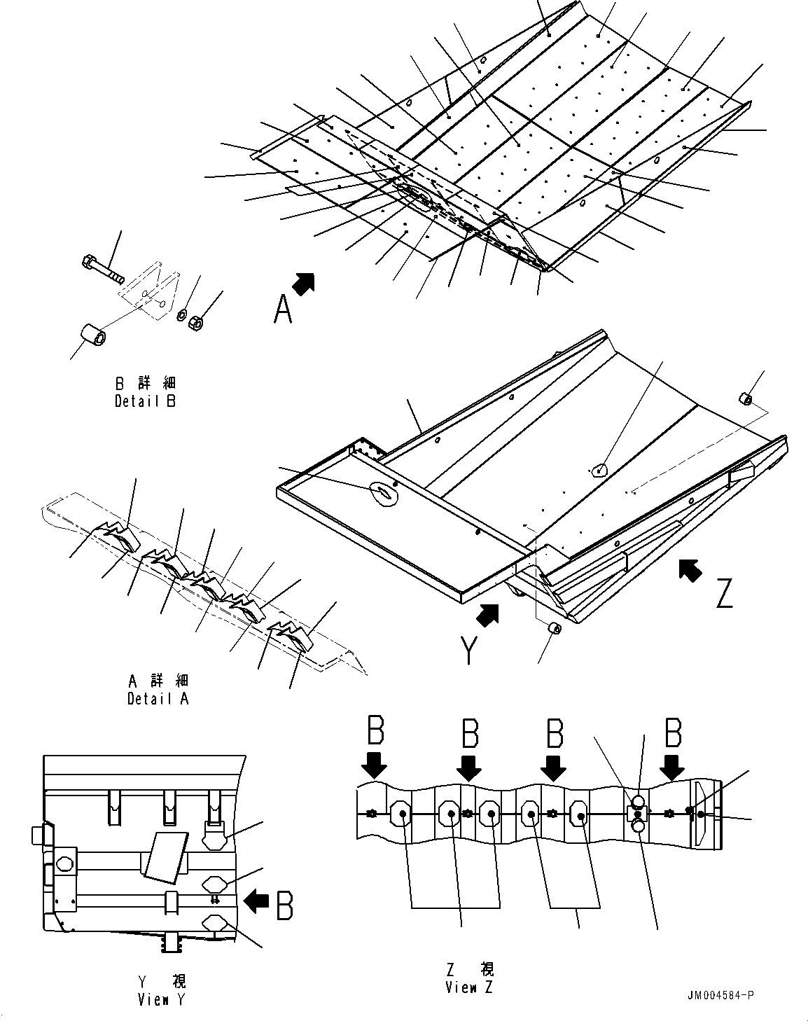 Komatsu parts book diagram for HD785-NI-7 S/N N10561-UP: BODY (STEEL LINERS, MUFFLER, AUTO-GREASING SYSTEM)