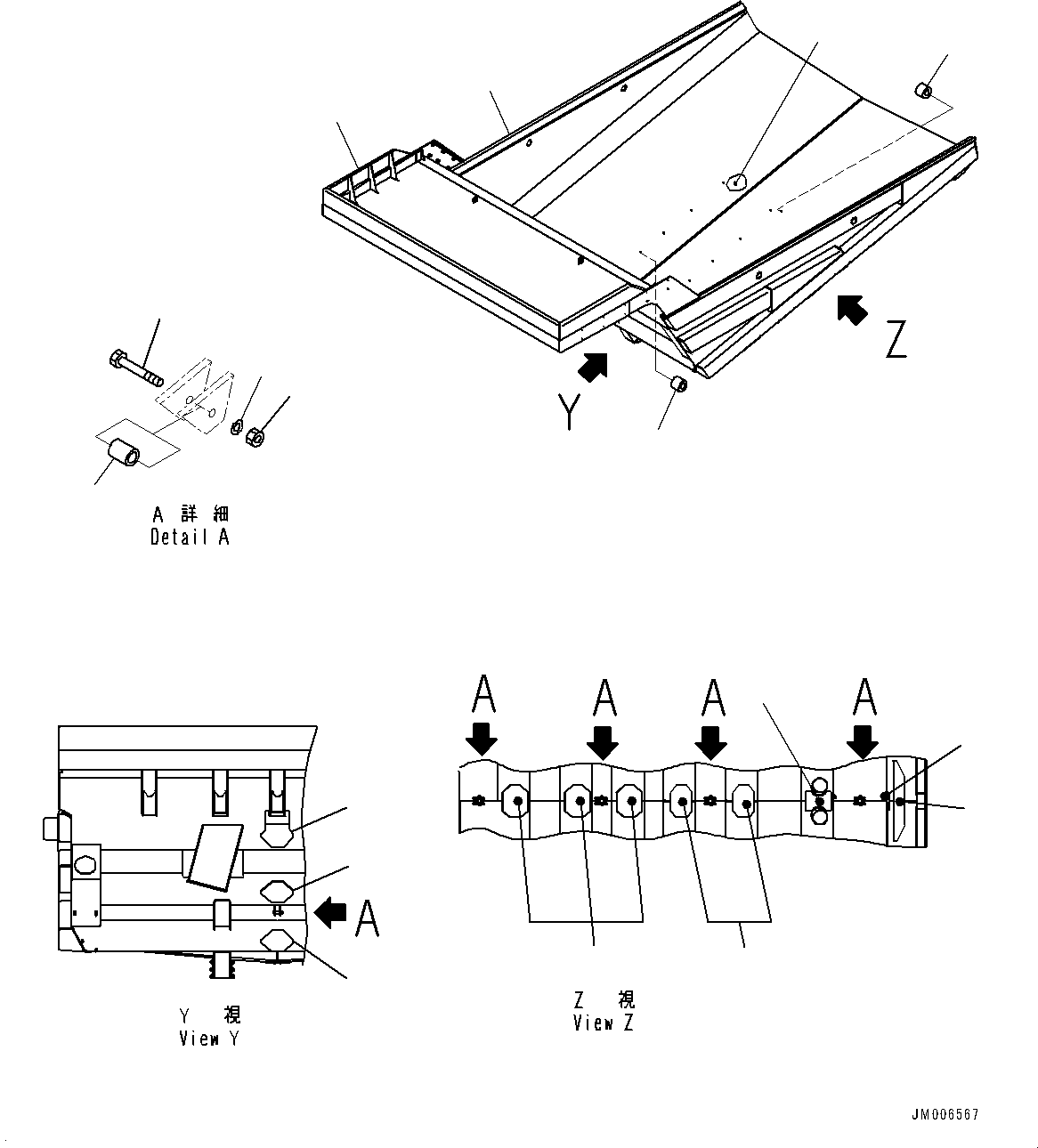 Komatsu parts book diagram for HD785-NI-7 S/N N10561-UP: BODY (WITH SPILL GUARD 300MM, AUTO-GREASING SYSTEM)
