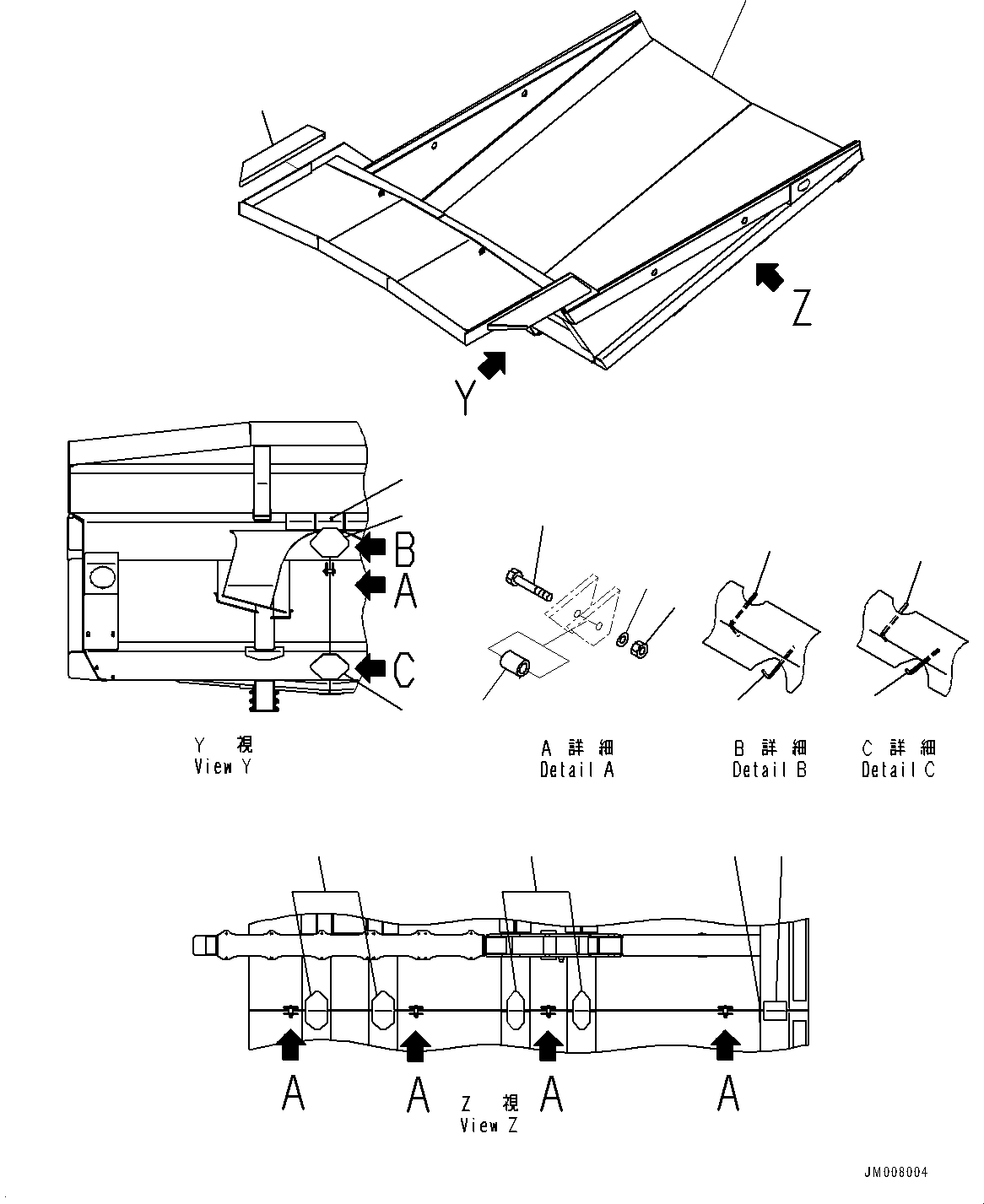 Komatsu parts book diagram for HD785-NI-7 S/N N10561-UP: BODY (WITH PLATFORM GUARD)