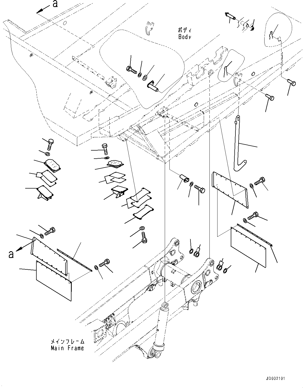 Komatsu parts book diagram for HD785-NI-7 S/N N10561-UP: BODY RELATED PARTS (MUFFLER)