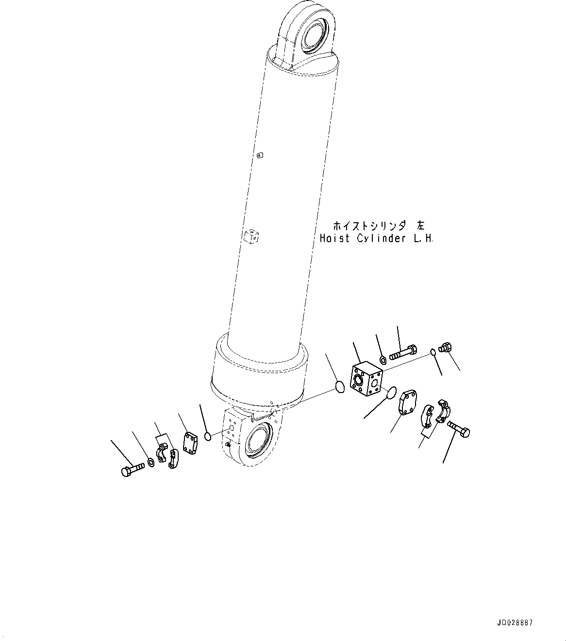 Komatsu parts book diagram for HD785-NI-7 S/N N10561-UP: BODY HOIST CYLINDER (RELATED PARTS) (1/4) (#N10561 - N10842)