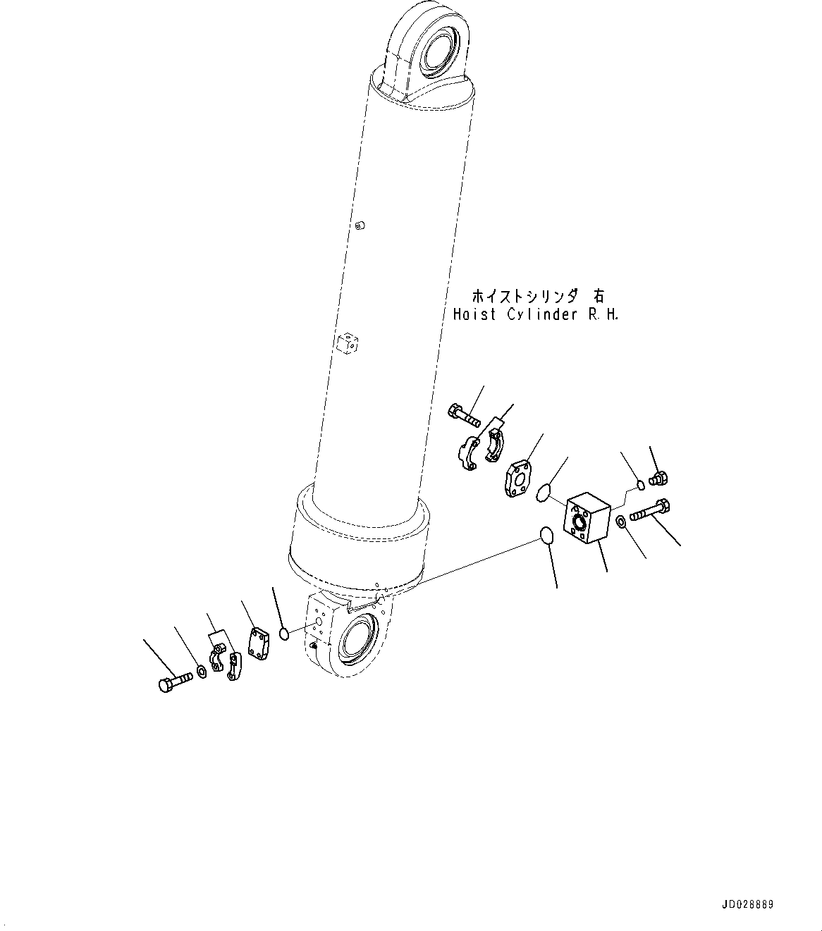 Komatsu parts book diagram for HD785-NI-7 S/N N10561-UP: BODY HOIST CYLINDER (RELATED PARTS) (3/4) (#N10561 - N10842)