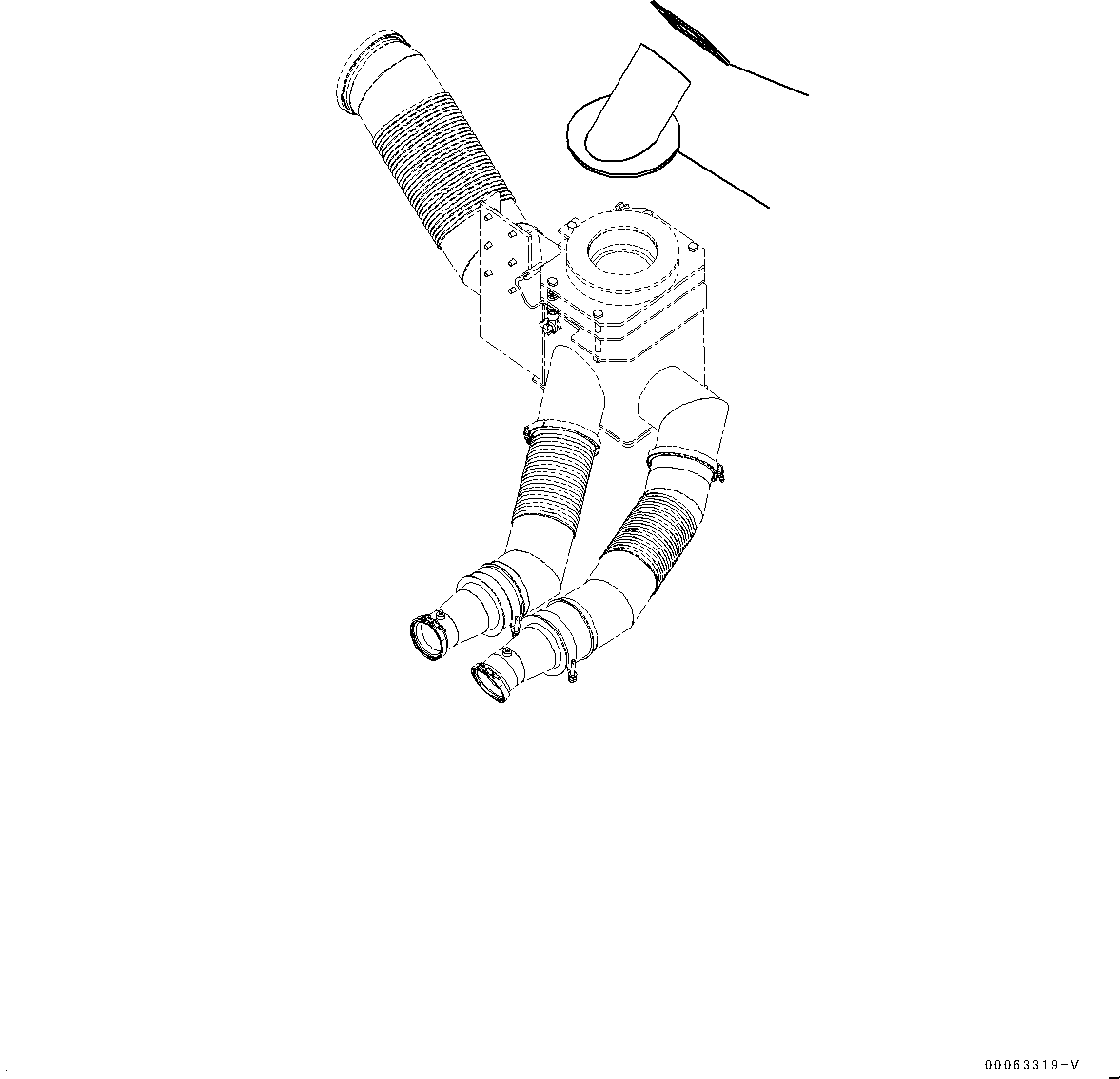 Komatsu parts book diagram for HD785-NI-7 S/N N10561-UP: ENGINE EXHAUST GAS BOX RELATED PARTS (EXHAUST BOX, MUFFLER)