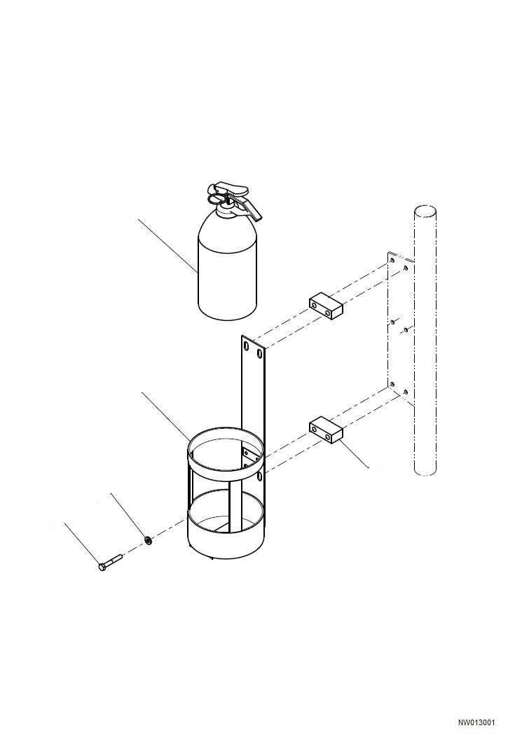 Komatsu parts book diagram for HD785-NI-7 S/N N10561-UP: FIRE EXTINGUISHER (2KG-ABC KANEX + S/EL)
