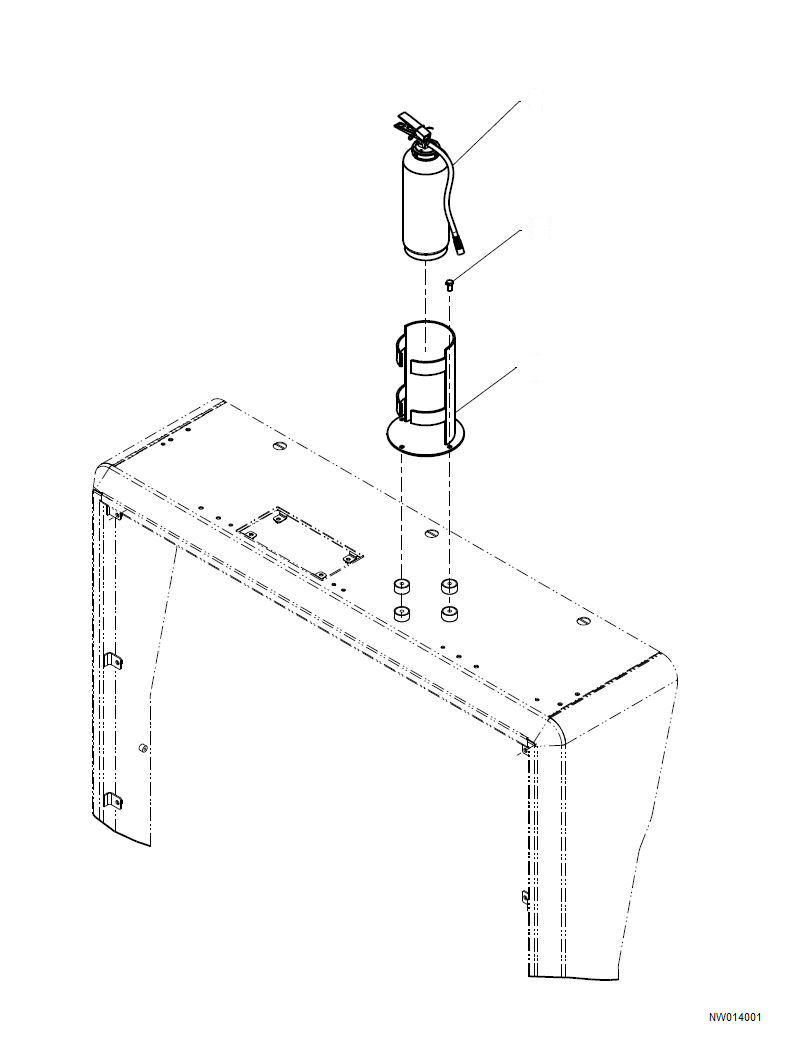 Komatsu parts book diagram for HD785-NI-7 S/N N10561-UP: FIRE EXTINGUISHER (6KG, KIPL LOCAL)