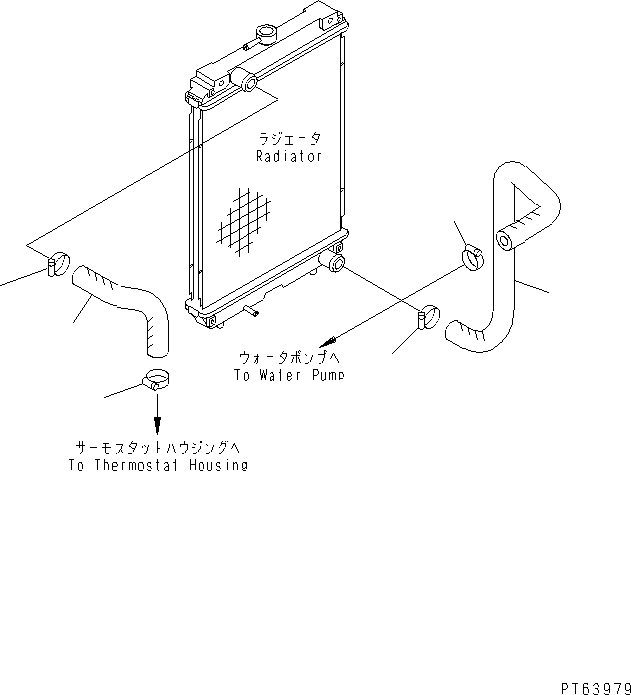 Excavators Komatsu / MX27 S/N 5001-UP(MX27D) / RADIATOR PIPING(060020 : C0100-02A0)