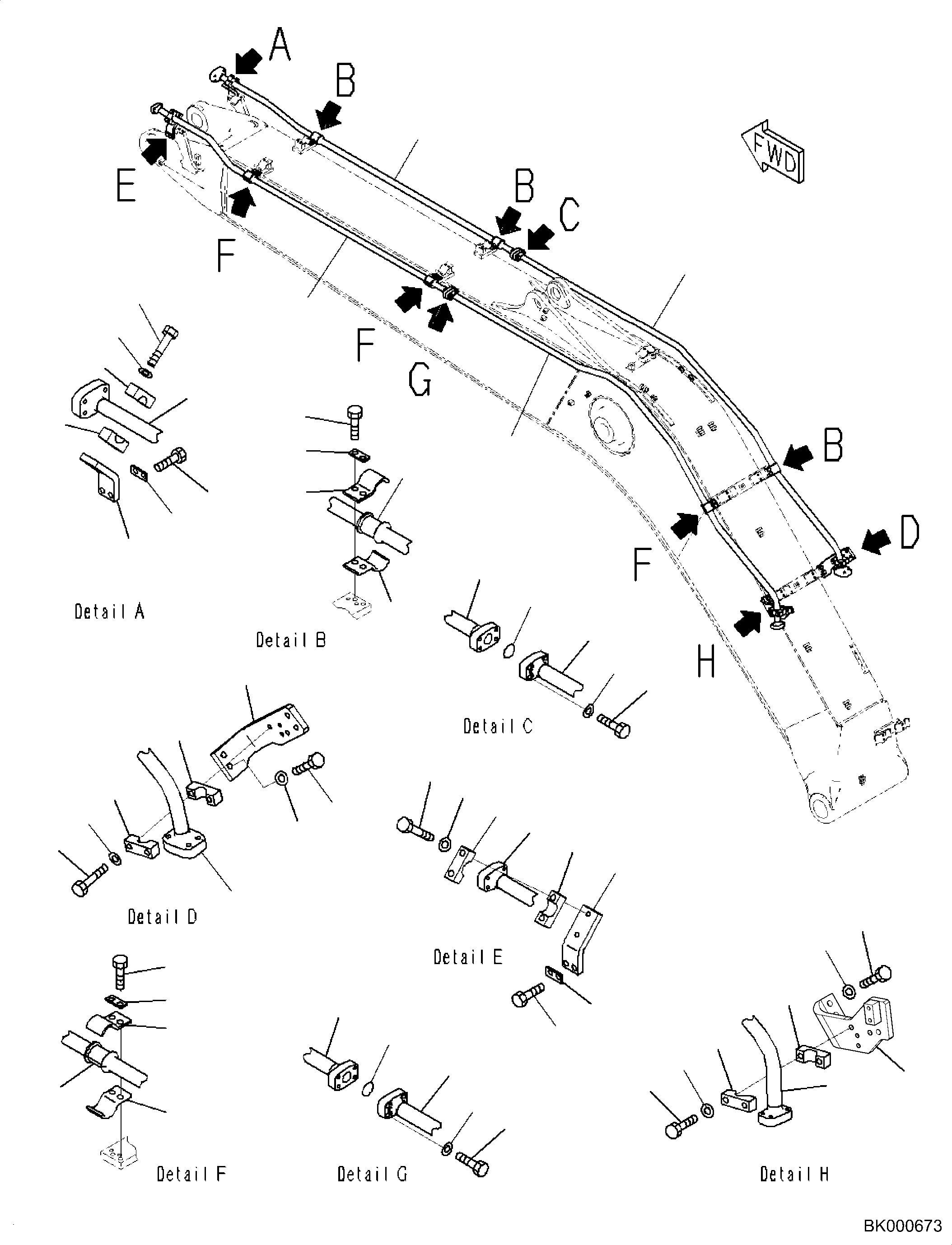 Excavators Komatsu / PC240LC-11 S/N K70001-UP(PC00003U) / Boom, 5900mm Heavy Duty Type, 2-attachment, Attachment Piping, Two Tool Control (#K70363-)(T002010 : T1110-002010)