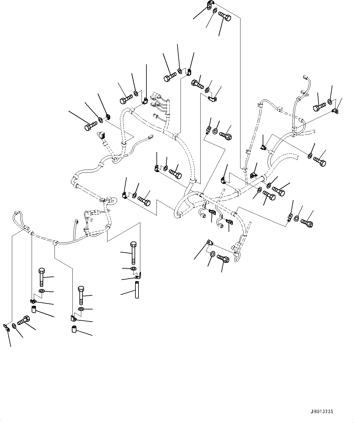 Komatsu parts book diagram for PC240NLC-11 S/N K70001-UP: ELECTRIC WIRING HARNESS, MAIN WIRING HARNESS CLAMP (3/5)
