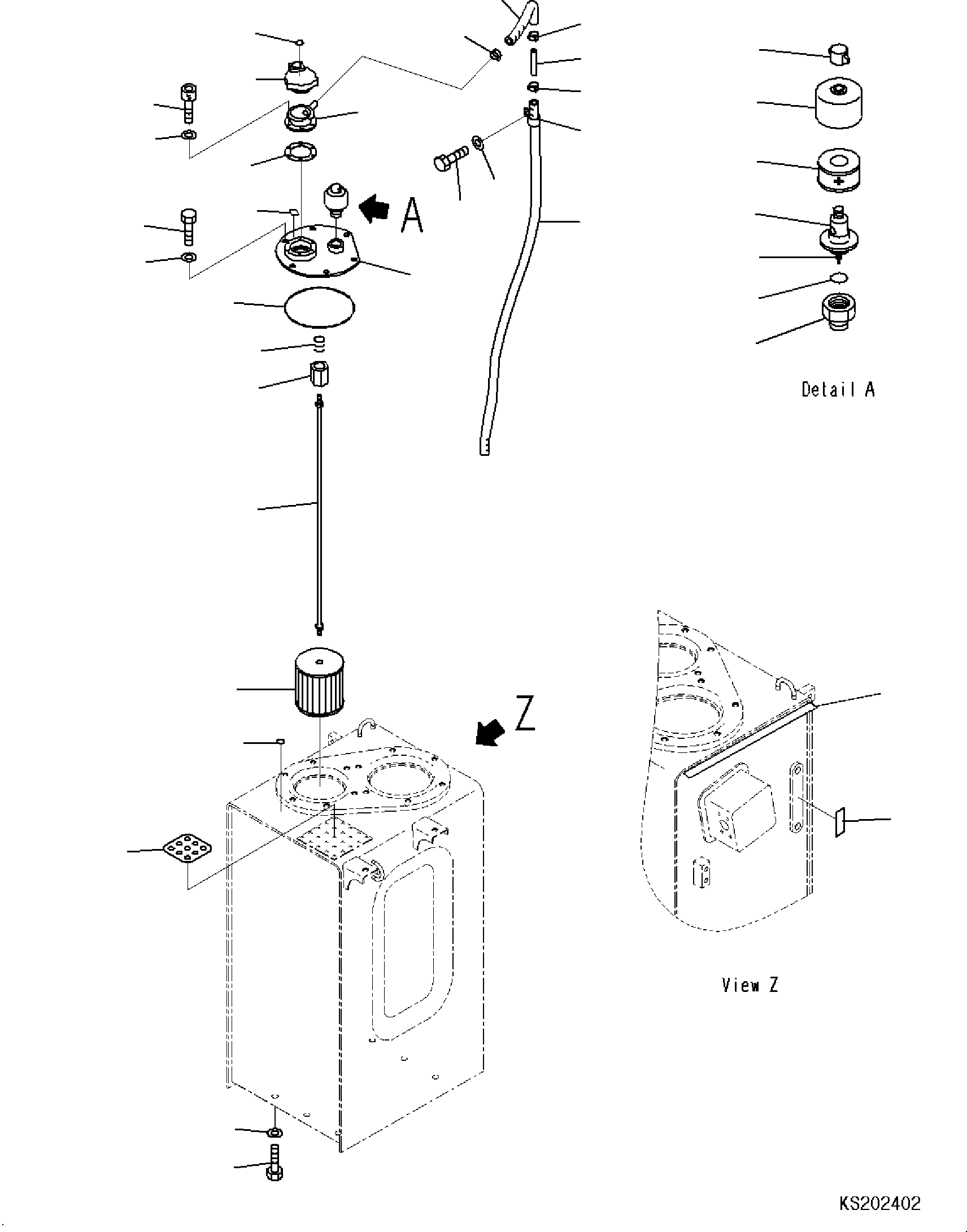 Komatsu parts book diagram for PC240NLC-11 S/N K70001-UP: HYDRAULIC TANK, TOOL CONTROL (2/2) (#K70001-K70362)