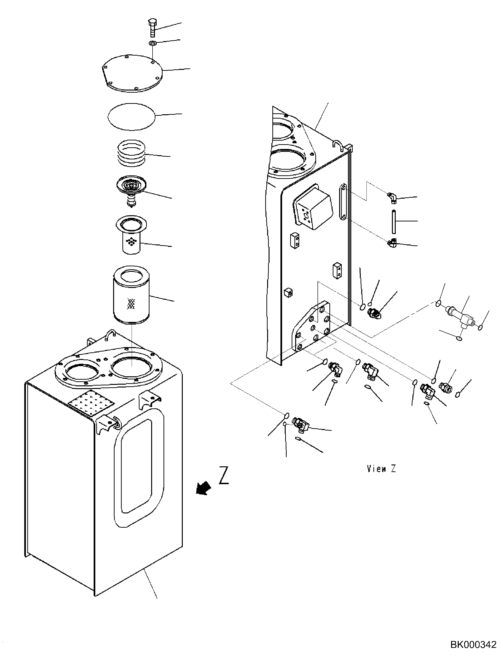 Komatsu parts book diagram for PC240NLC-11 S/N K70001-UP: HYDRAULIC TANK, TOOL CONTROL (1/2) (#K70001-K70362)