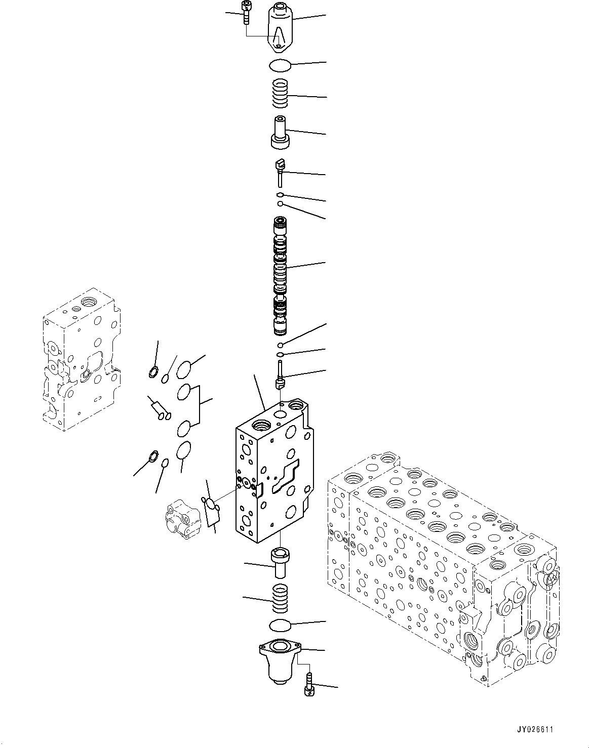 Komatsu parts book diagram for PC240NLC-11 S/N K70001-UP: CONTROL VALVE, 2-ADDITIONAL ACTUATOR PIPING, TOOL CONTROL, 8/9-SPOOL (18/21) (#K70363-)
