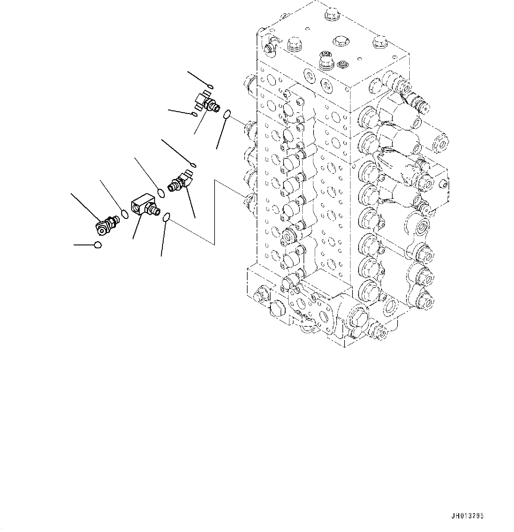 Komatsu parts book diagram for PC240NLC-11 S/N K70001-UP: CONTROL VALVE ADDITIONAL PARTS, FOR 2-PIECE BOOM, 2-ADDITIONAL ACTUATOR PIPING, TOOL CONTROL, CONNECTING PARTS (3/4) (#K70363-)