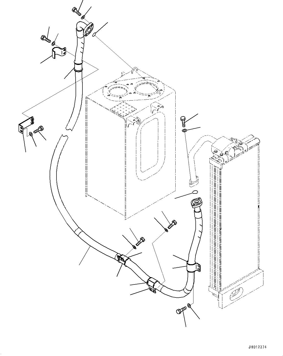 Komatsu parts book diagram for PC240NLC-11 S/N K70001-UP: OIL COOLER PIPING