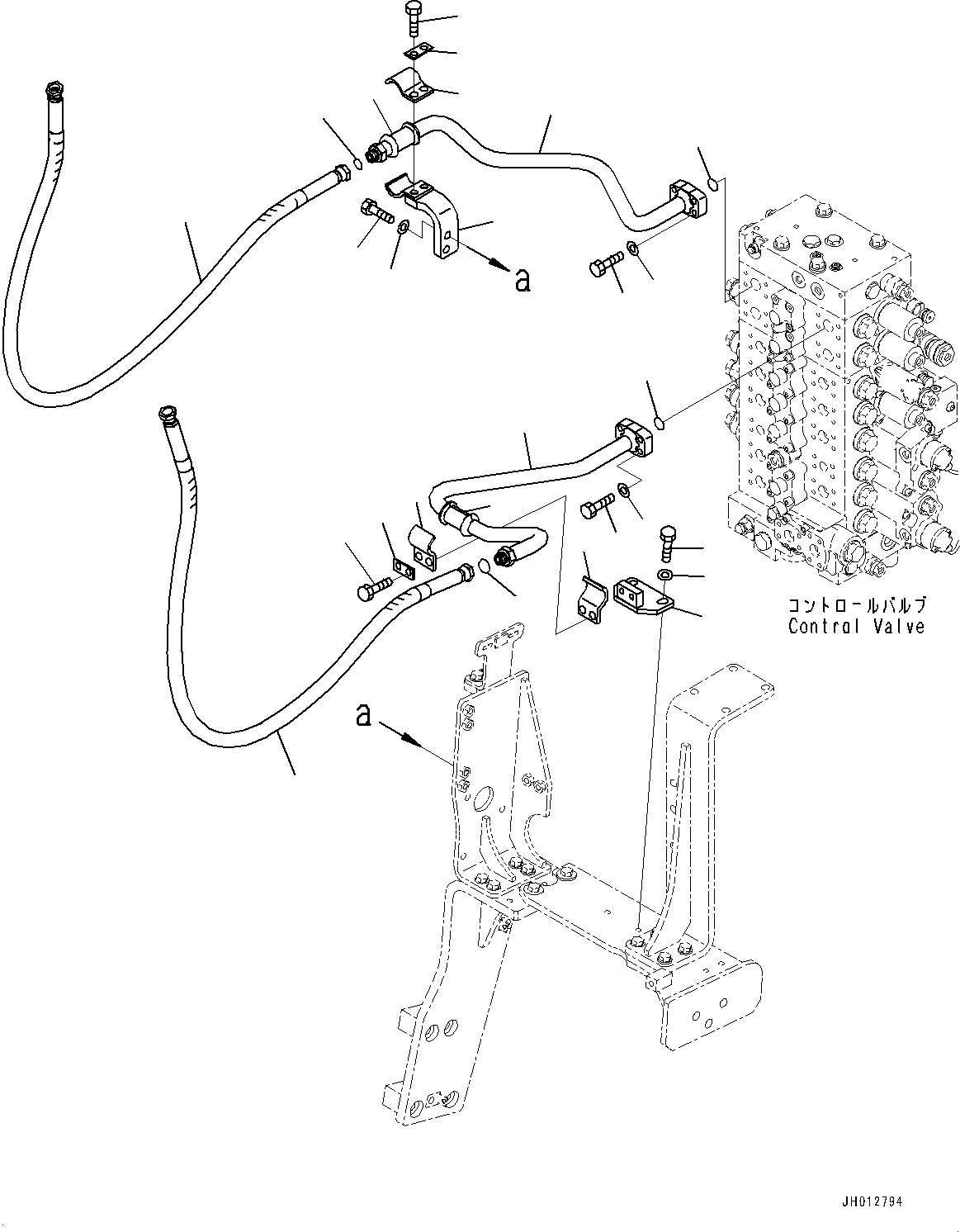 Komatsu parts book diagram for PC240NLC-11 S/N K70001-UP: ATTACHMENT ADDITIONAL PIPING, WITH 2-ADDITIONAL ACTUATOR PIPING (#K70016-)