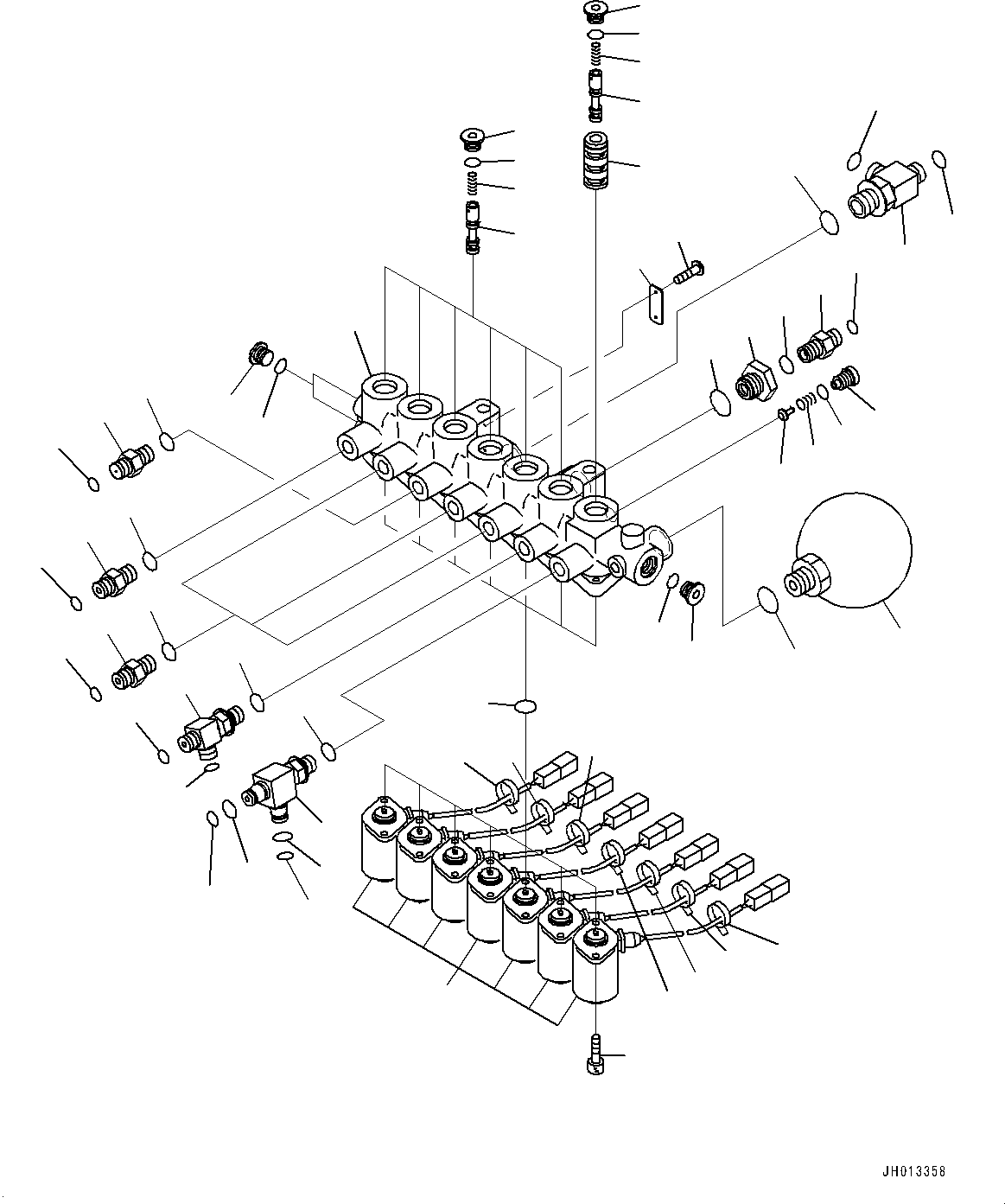 Komatsu parts book diagram for PC240NLC-11 S/N K70001-UP: SOLENOID VALVE, WITH 2-ADDITIONAL ACTUATOR PIPING, RELATED PARTS