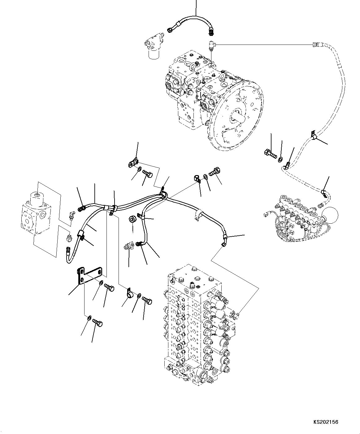 Komatsu parts book diagram for PC240NLC-11 S/N K70001-UP: SOLENOID VALVE, WITH 2-ADDITIONAL ACTUATOR PIPING, PIPING (2/2)