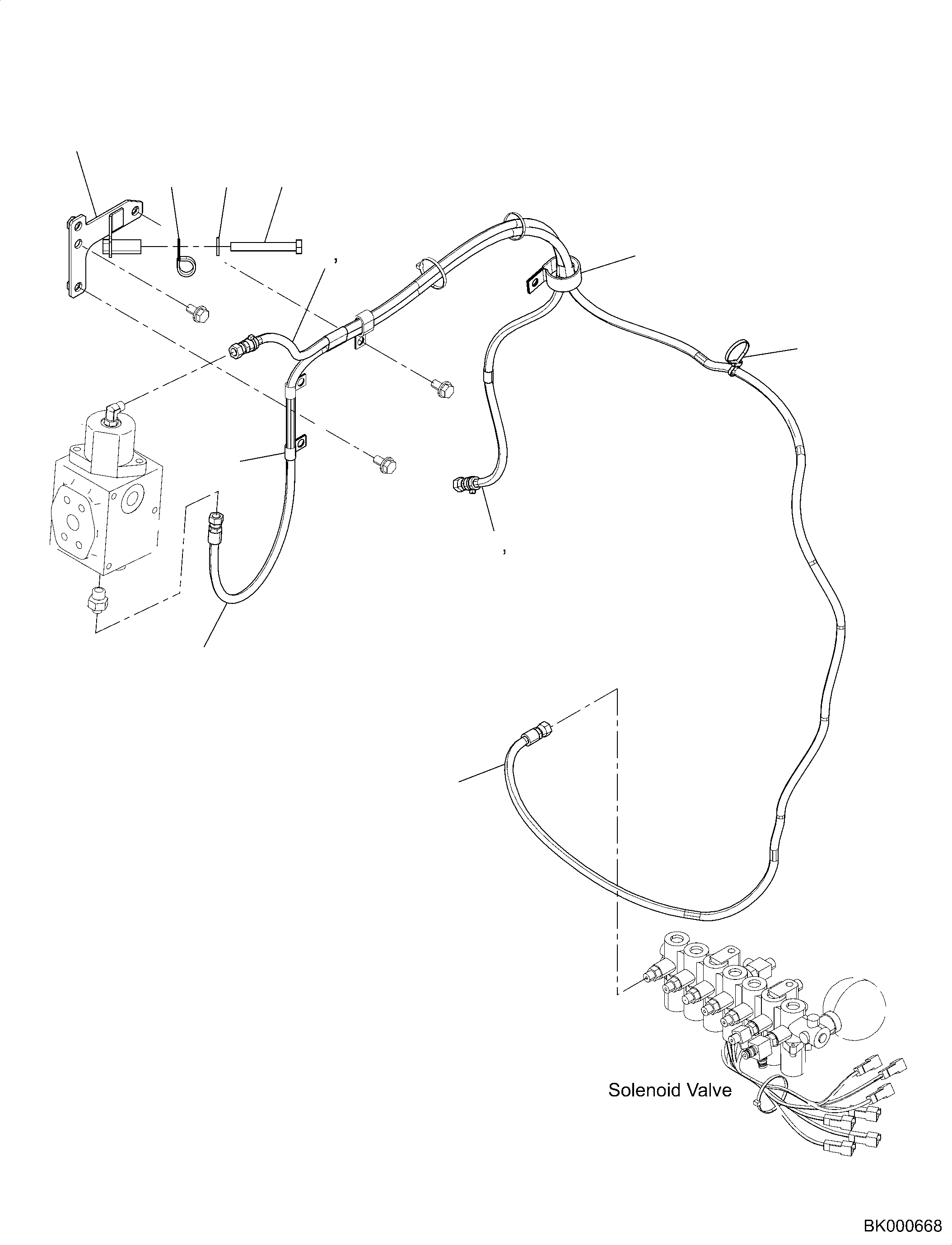 Komatsu parts book diagram for PC240NLC-11 S/N K70001-UP: SOLENOID VALVE, WITH 2-ADDITIONAL ACTUATOR PIPING, TOOL CONTROL (#K70363-)