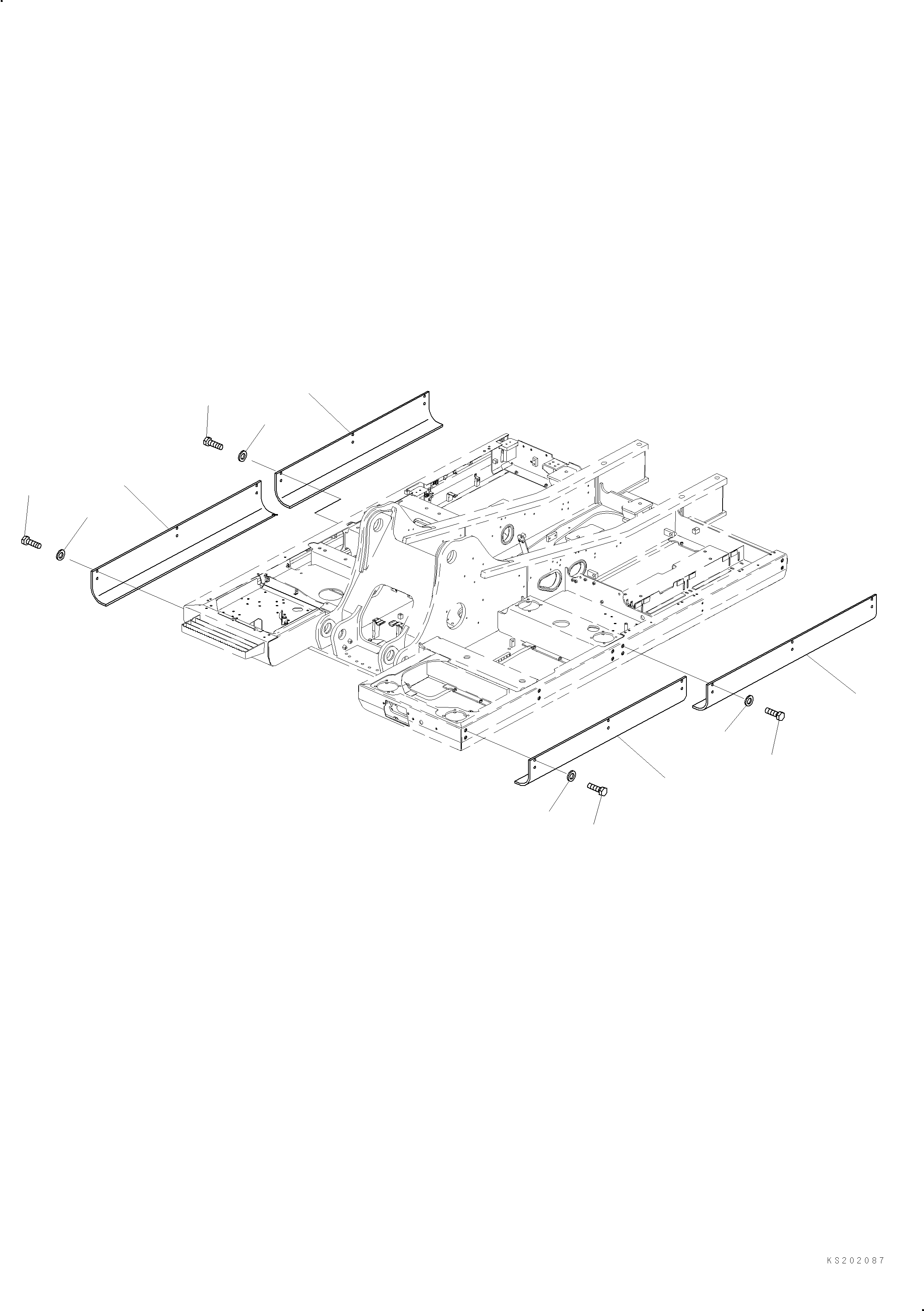 Komatsu parts book diagram for PC240NLC-11 S/N K70001-UP: REVOLVING FRAME, SIDE GUARDS (FOR LC DEMO)