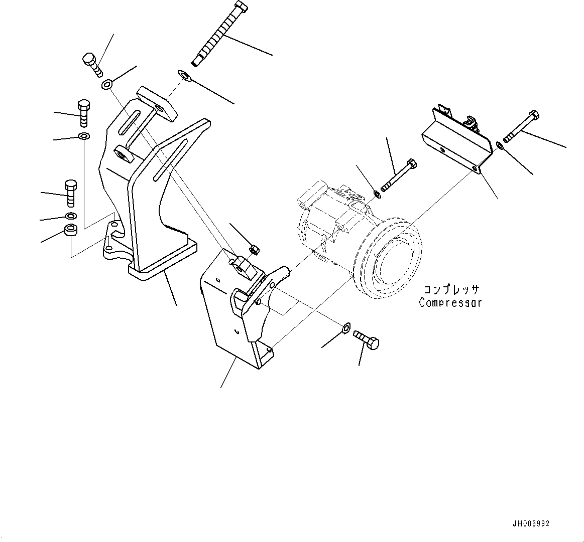 Komatsu parts book diagram for PC240NLC-11 S/N K70001-UP: AIR CONDITIONER UNIT, COMPRESSOR MOUNTING (#K70001-K70195)