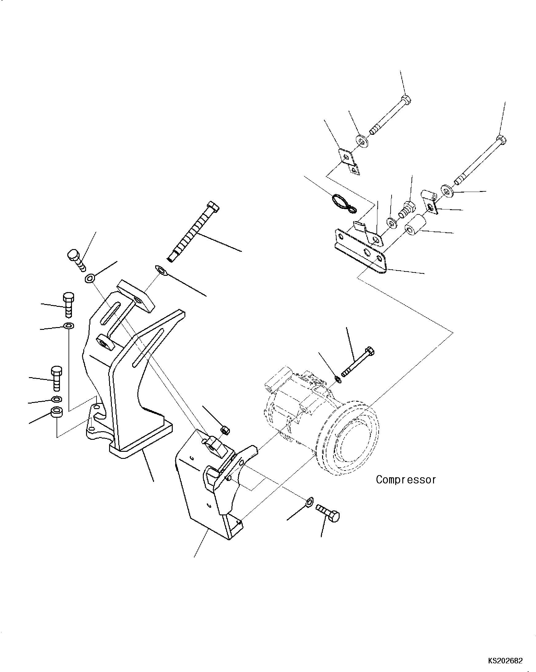Komatsu parts book diagram for PC240NLC-11 S/N K70001-UP: AIR CONDITIONER UNIT, COMPRESSOR MOUNTING KOMVISION (#K70196-)