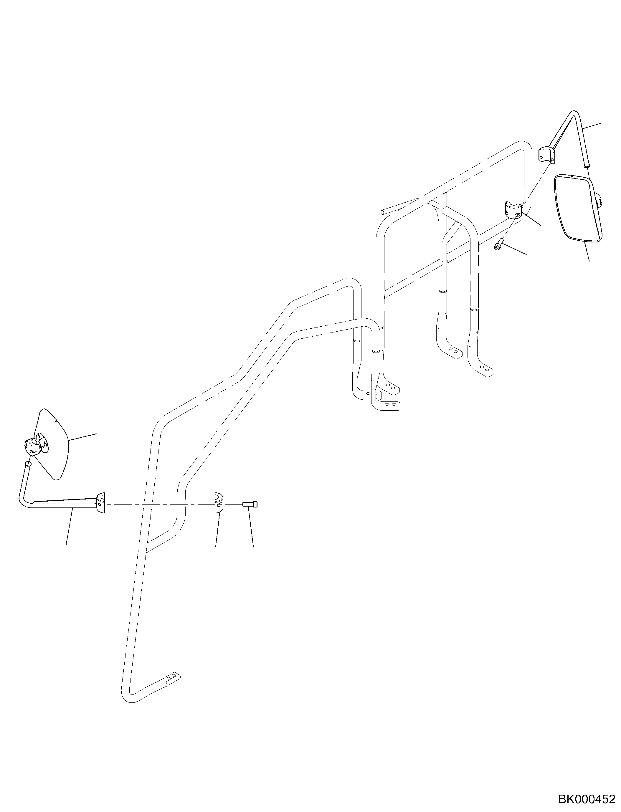 Komatsu parts book diagram for PC240NLC-11 S/N K70001-UP: REARVIEW MIRROR R.H., FOR 2-PIECE BOOM