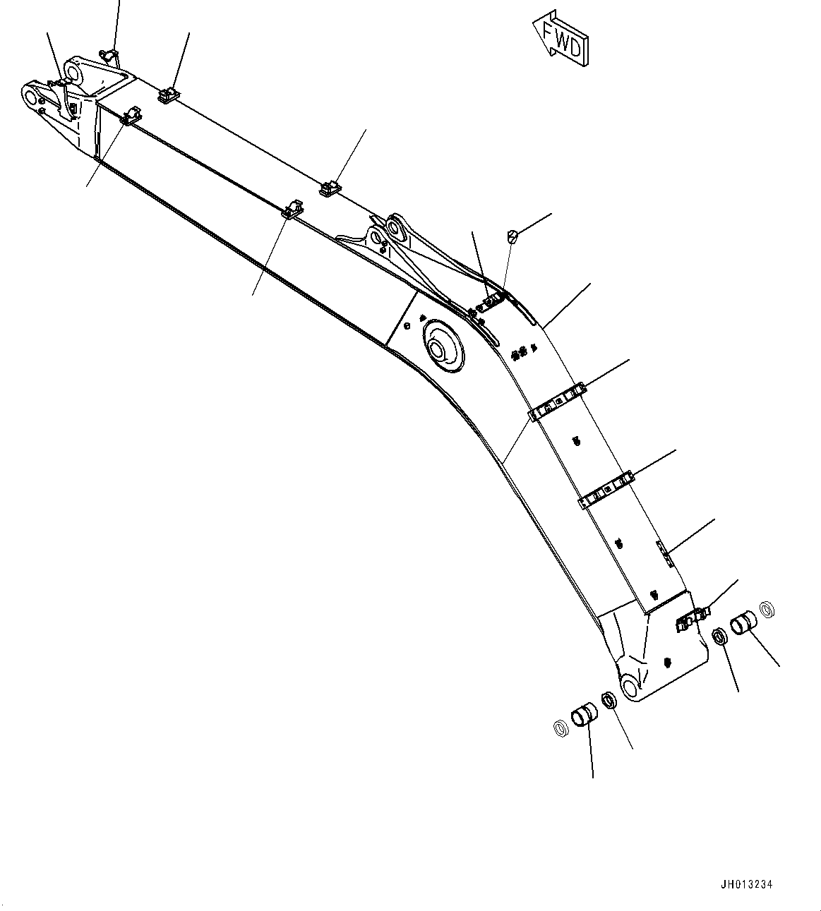 Komatsu parts book diagram for PC240NLC-11 S/N K70001-UP: BOOM, 5900MM HEAVY DUTY TYPE, 2-ATTACHMENT, BOOM AND BUSHING