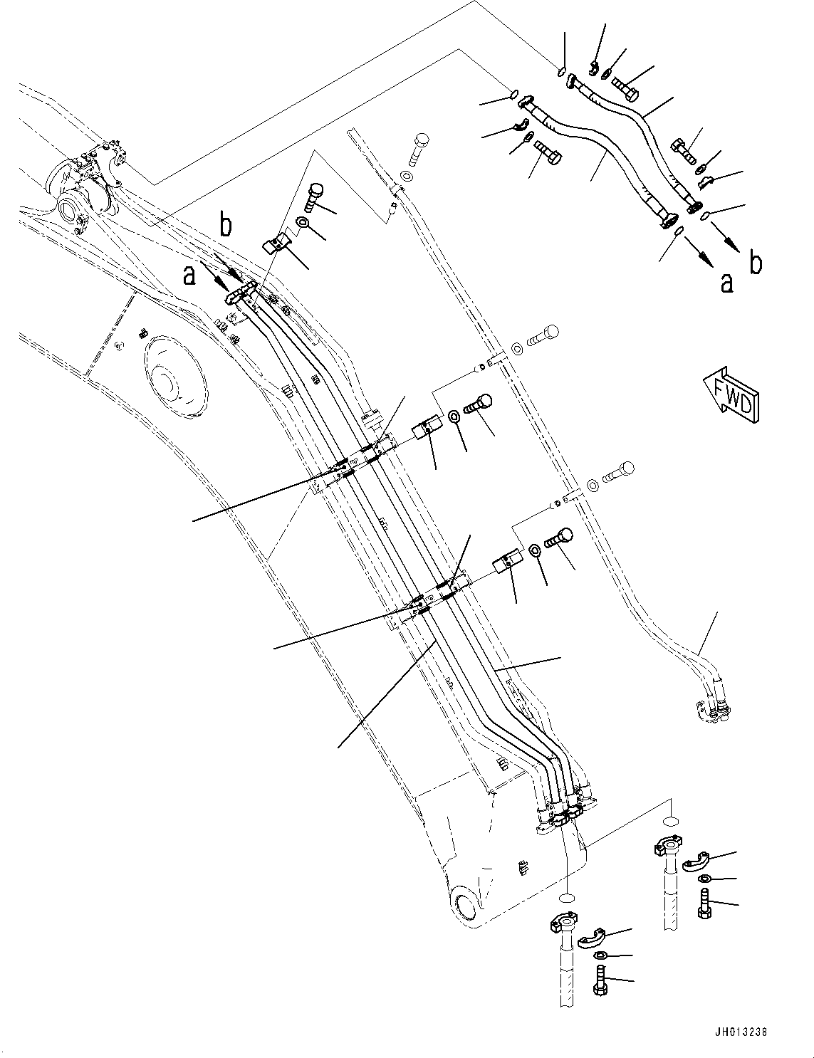 Komatsu parts book diagram for PC240NLC-11 S/N K70001-UP: BOOM, 5900MM HEAVY DUTY TYPE, 1-ATTACHMENT, ARM CYLINDER PIPING