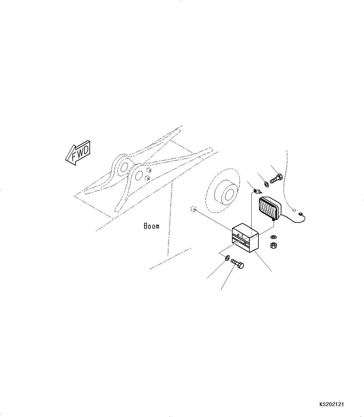 Komatsu parts book diagram for PC240NLC-11 S/N K70001-UP: BOOM, 5900MM HEAVY DUTY TYPE, 1-ATTACHMENT, WORKING LAMP (FOR LC DEMO)