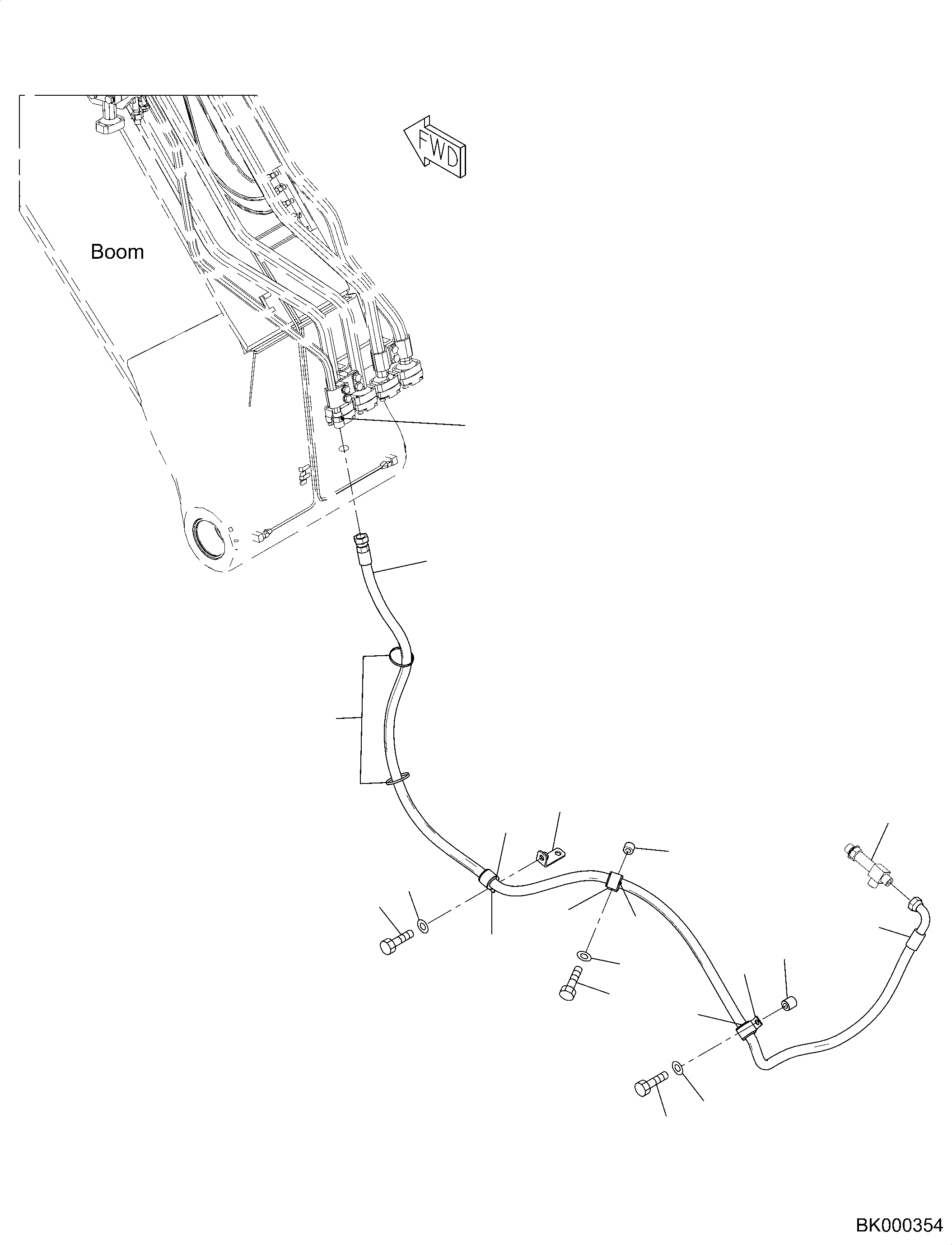 Komatsu parts book diagram for PC240NLC-11 S/N K70001-UP: BOOM, 5900MM HEAVY DUTY TYPE, 2-ATTACHMENT, DRAIN PIPING (2/2), TOOL CONTROL (#K70001-K70362)
