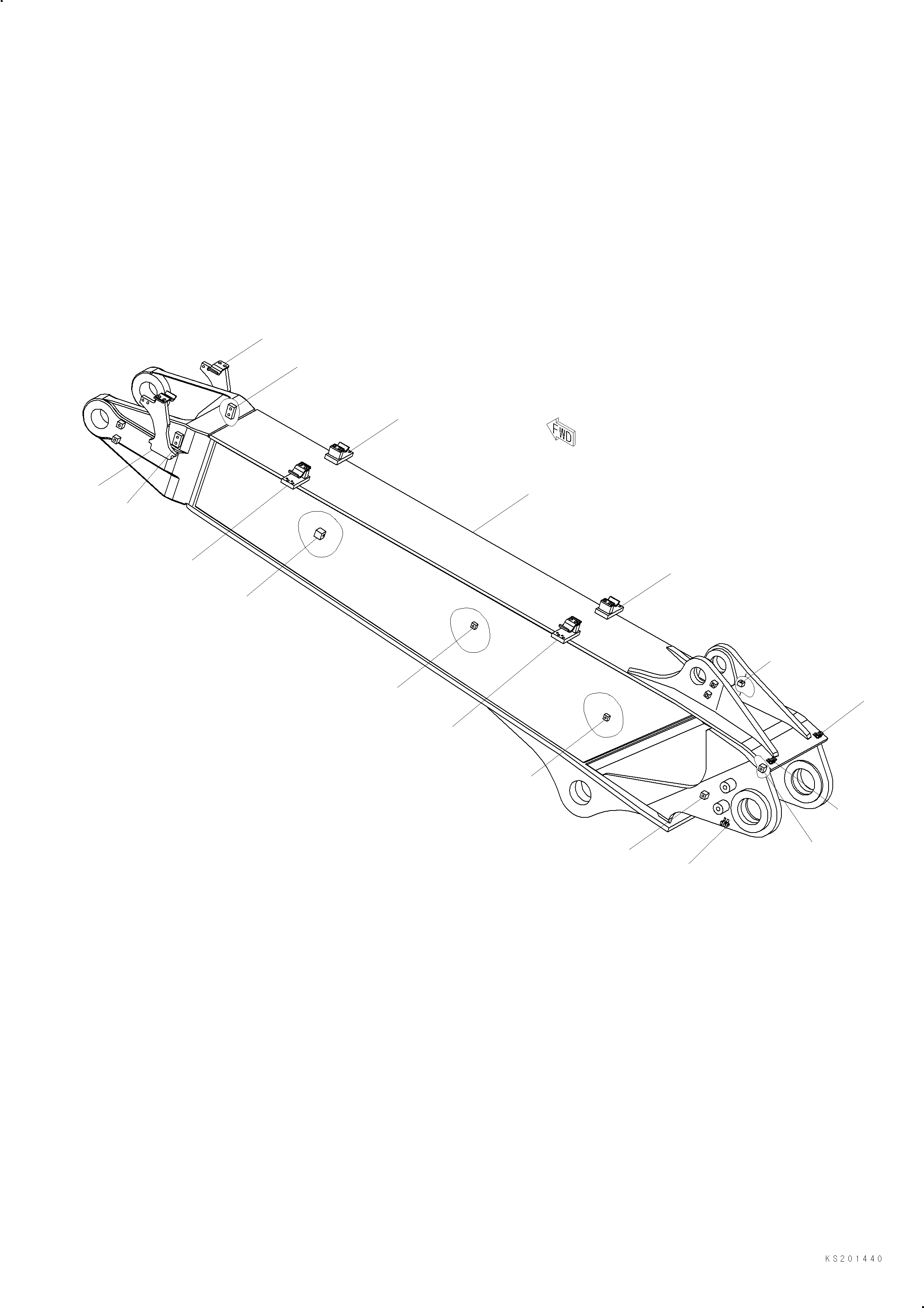 Komatsu parts book diagram for PC240NLC-11 S/N K70001-UP: BOOM, SECOND BOOM, FOR 2-PIECE BOOM, SECOND BOOM