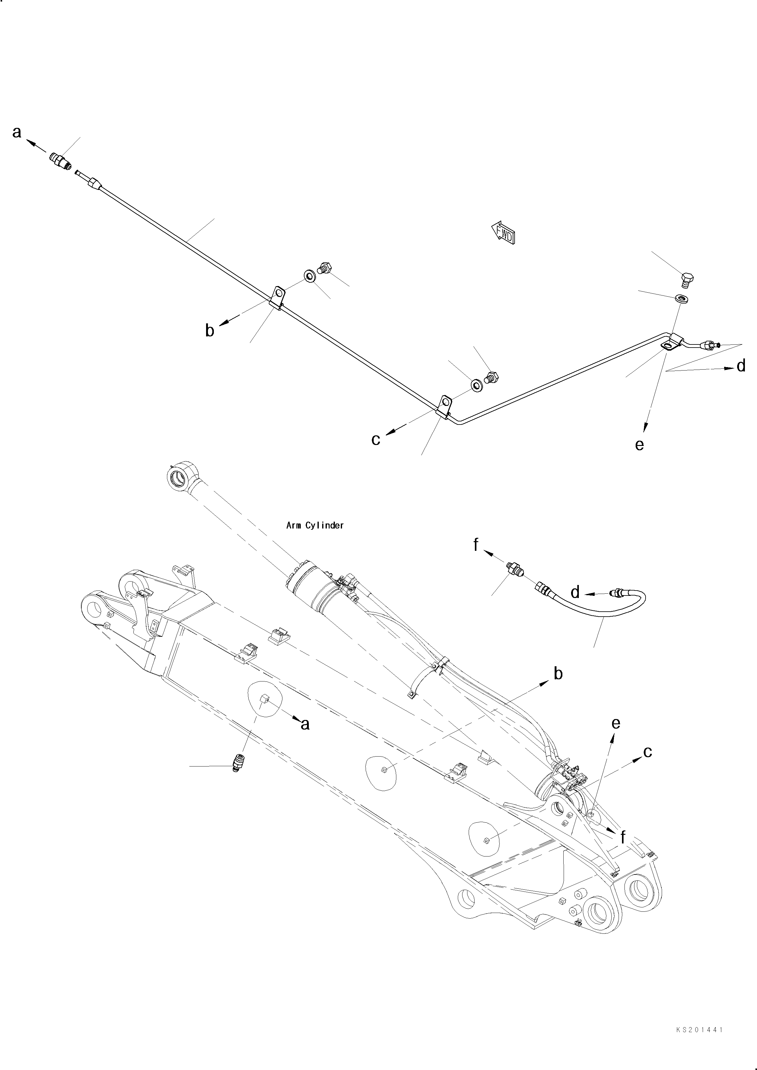 Komatsu parts book diagram for PC240NLC-11 S/N K70001-UP: BOOM, SECOND BOOM, FOR 2-PIECE BOOM, LUBRICATION PIPING